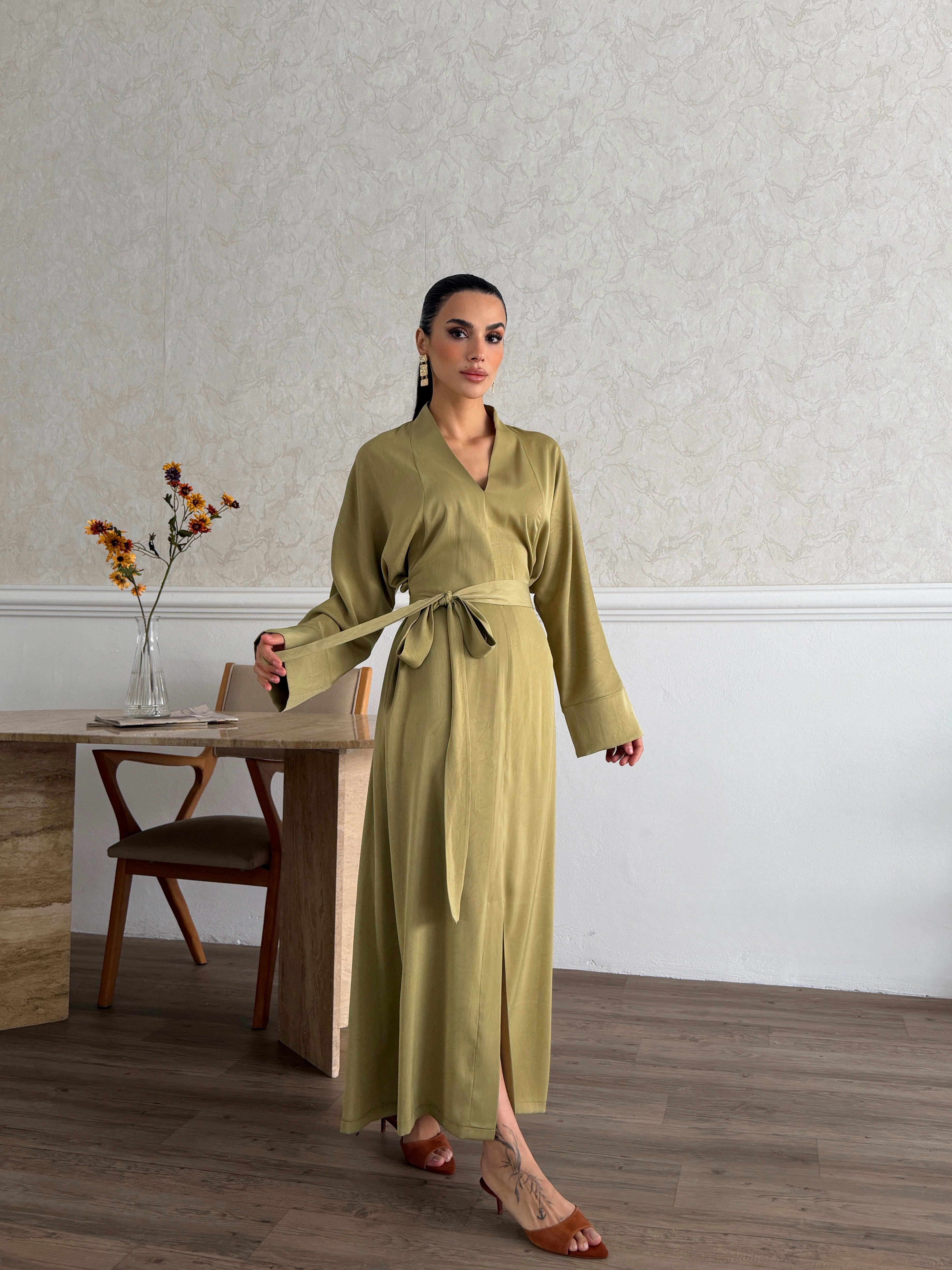 26K5281 KİMONO SATEN ELBİSE