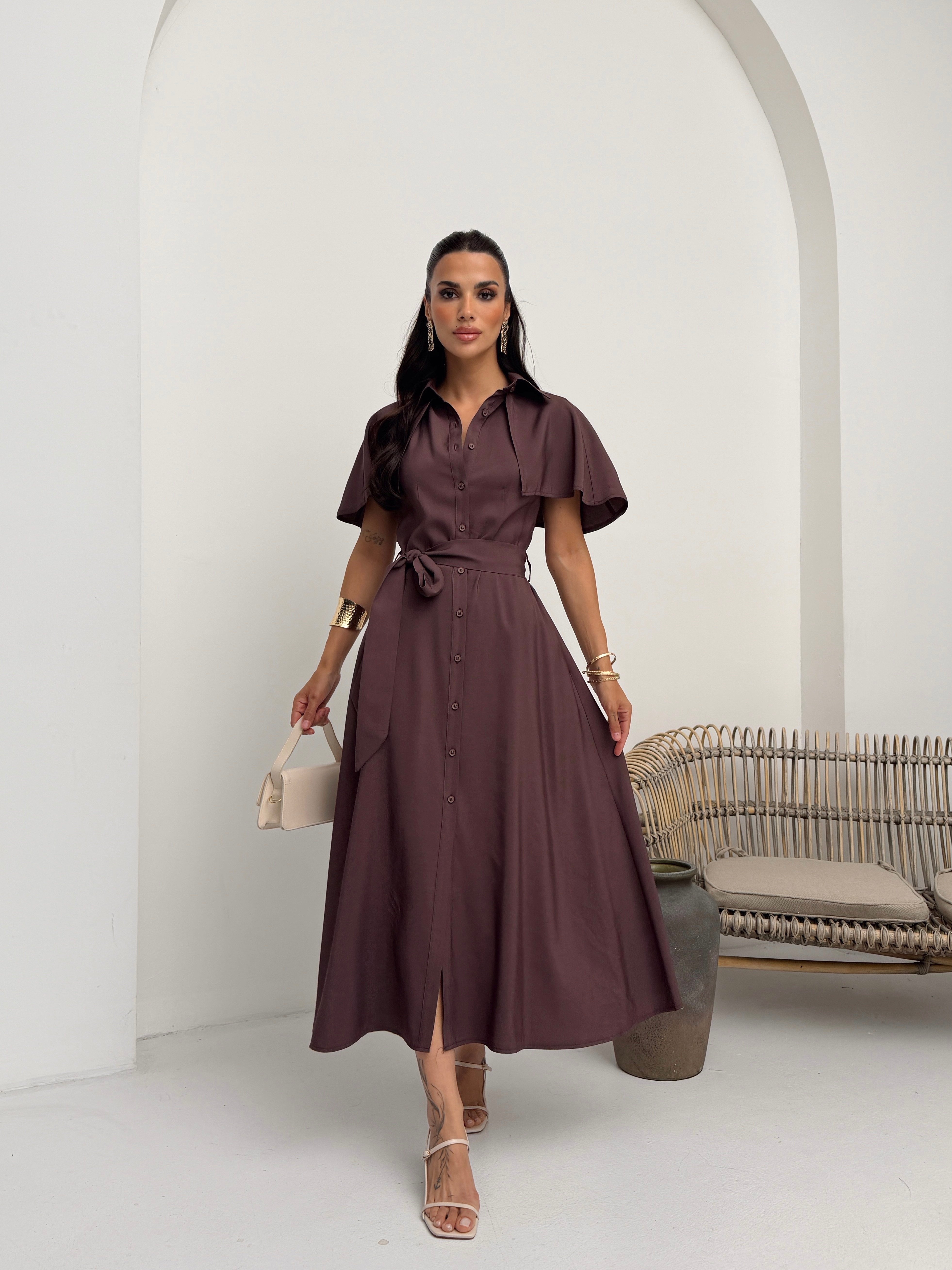 26Y5343 PELERİNLİ KLOŞ ELBİSE