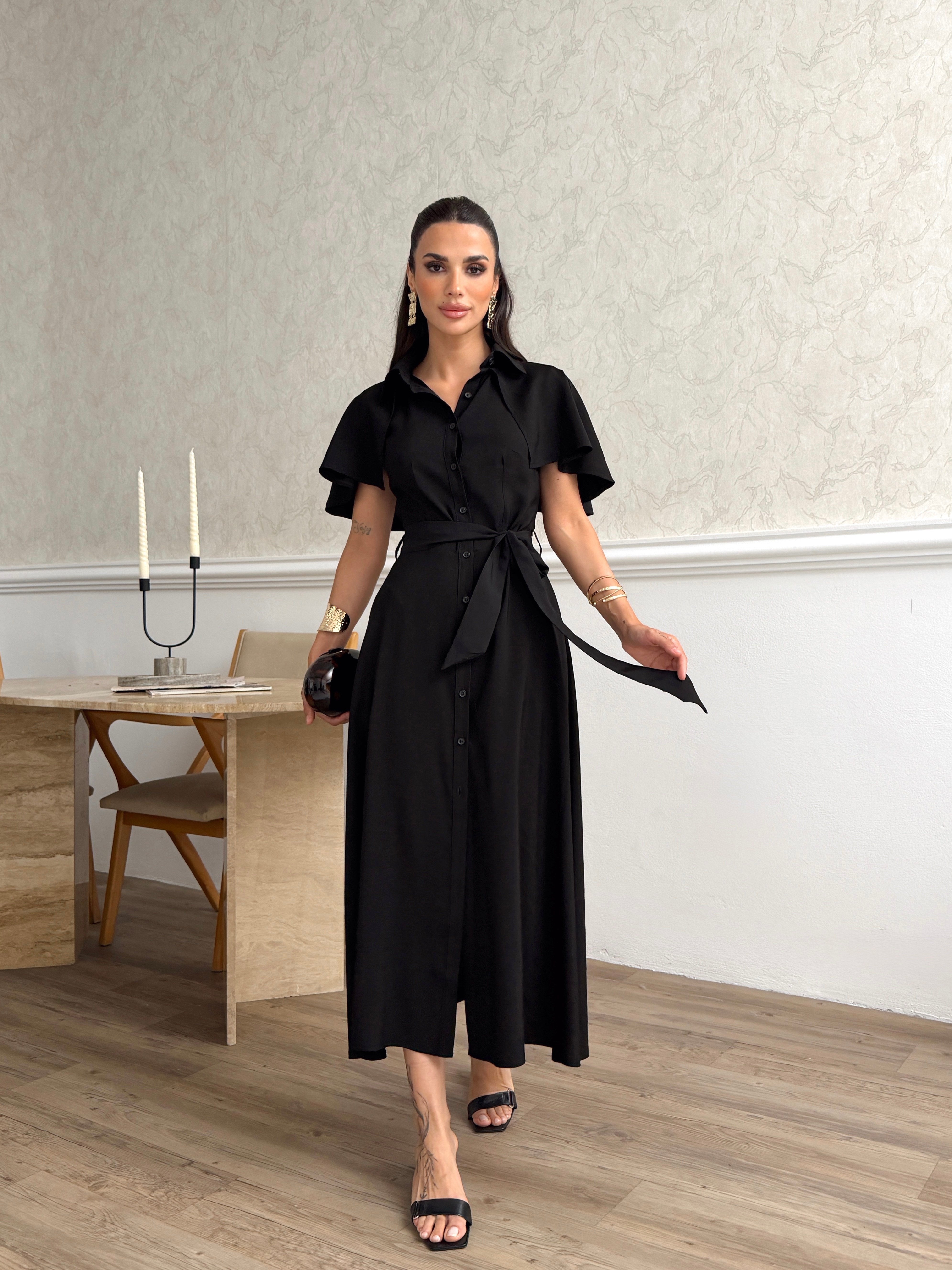 26Y5343 PELERİNLİ KLOŞ ELBİSE