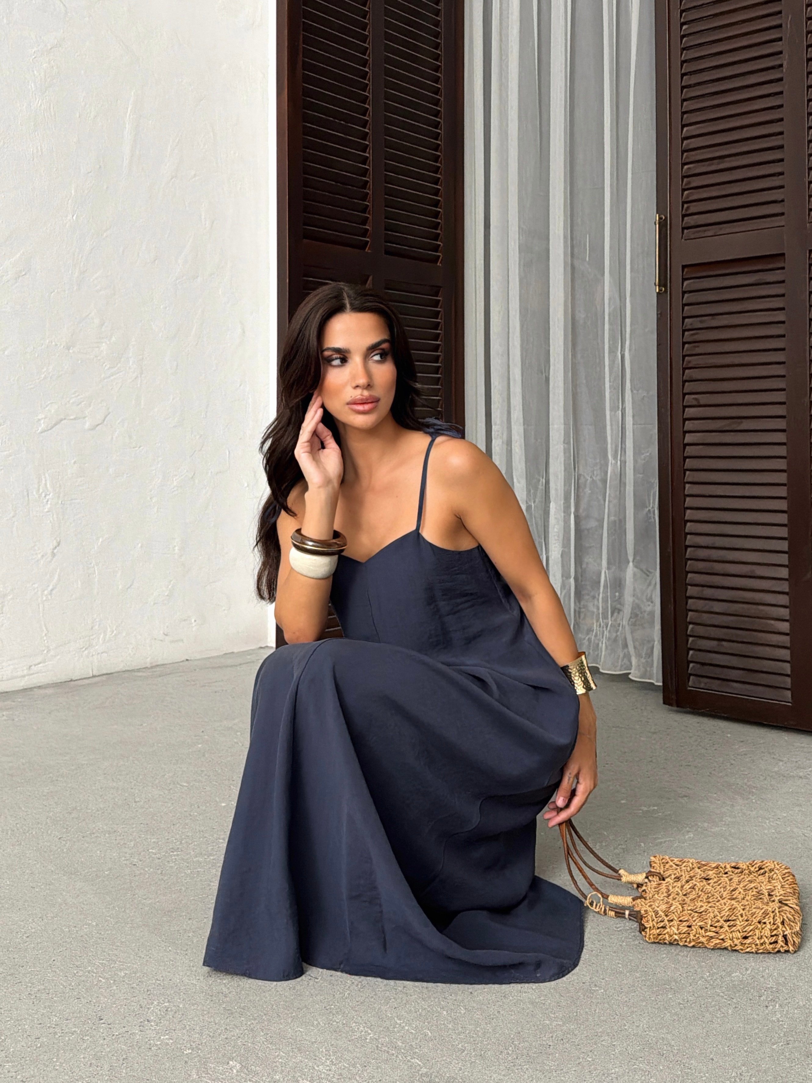 26Y5349 ASKILI SIRT DETAY ELBİSE
