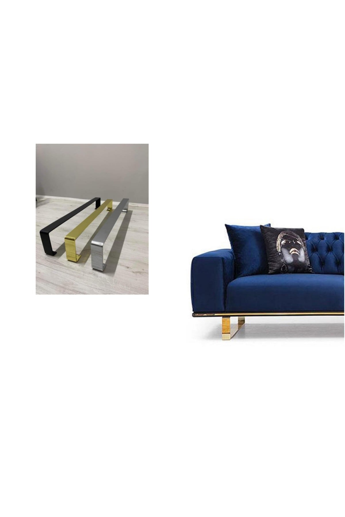 Metal Mobilya Ayağı Lama Model 85*15 Cm Altın 2 Adet