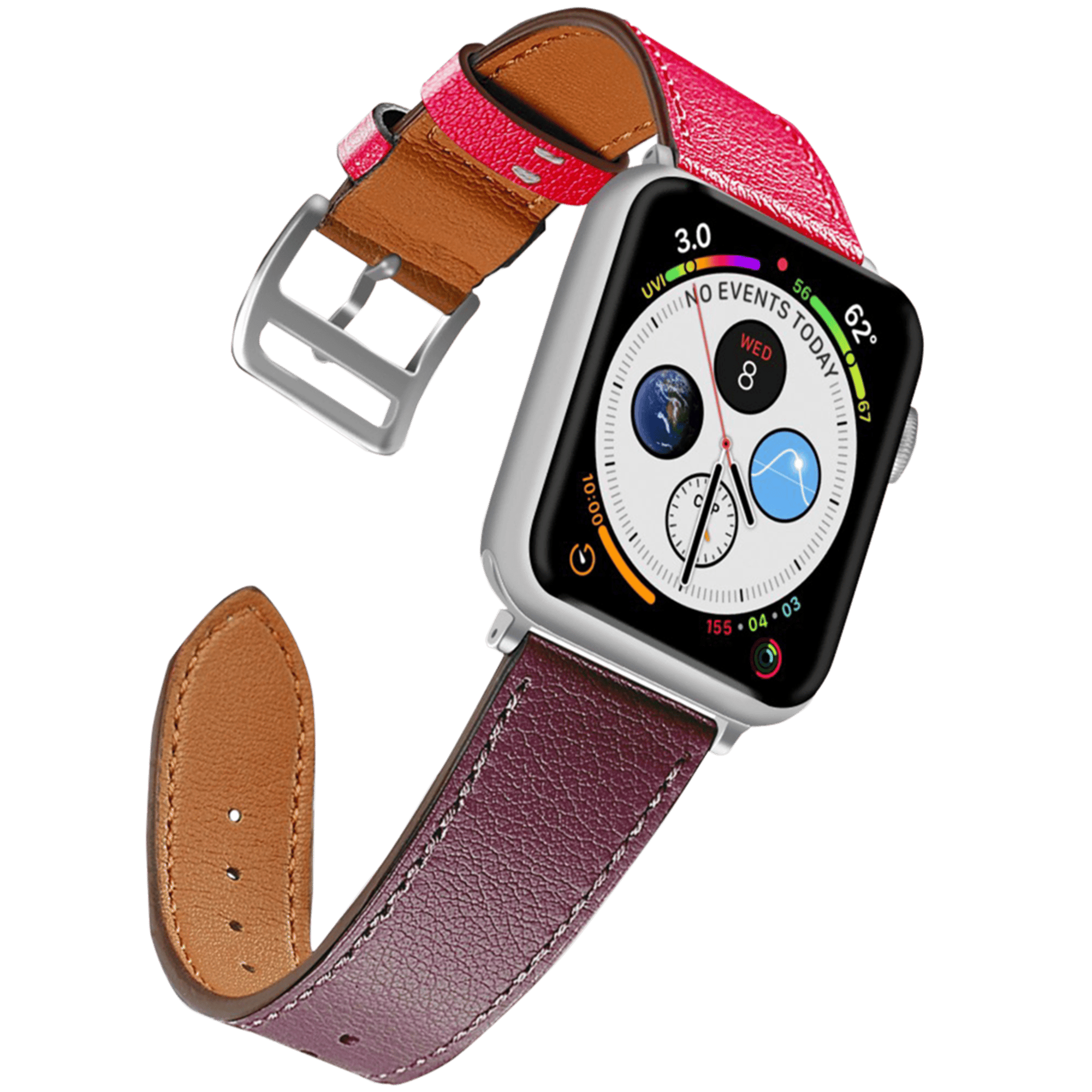 NAZTECH 42-44 MM DERI KAYIŞ PEMBE/BORDO Cep Telefonu Aksesuarları