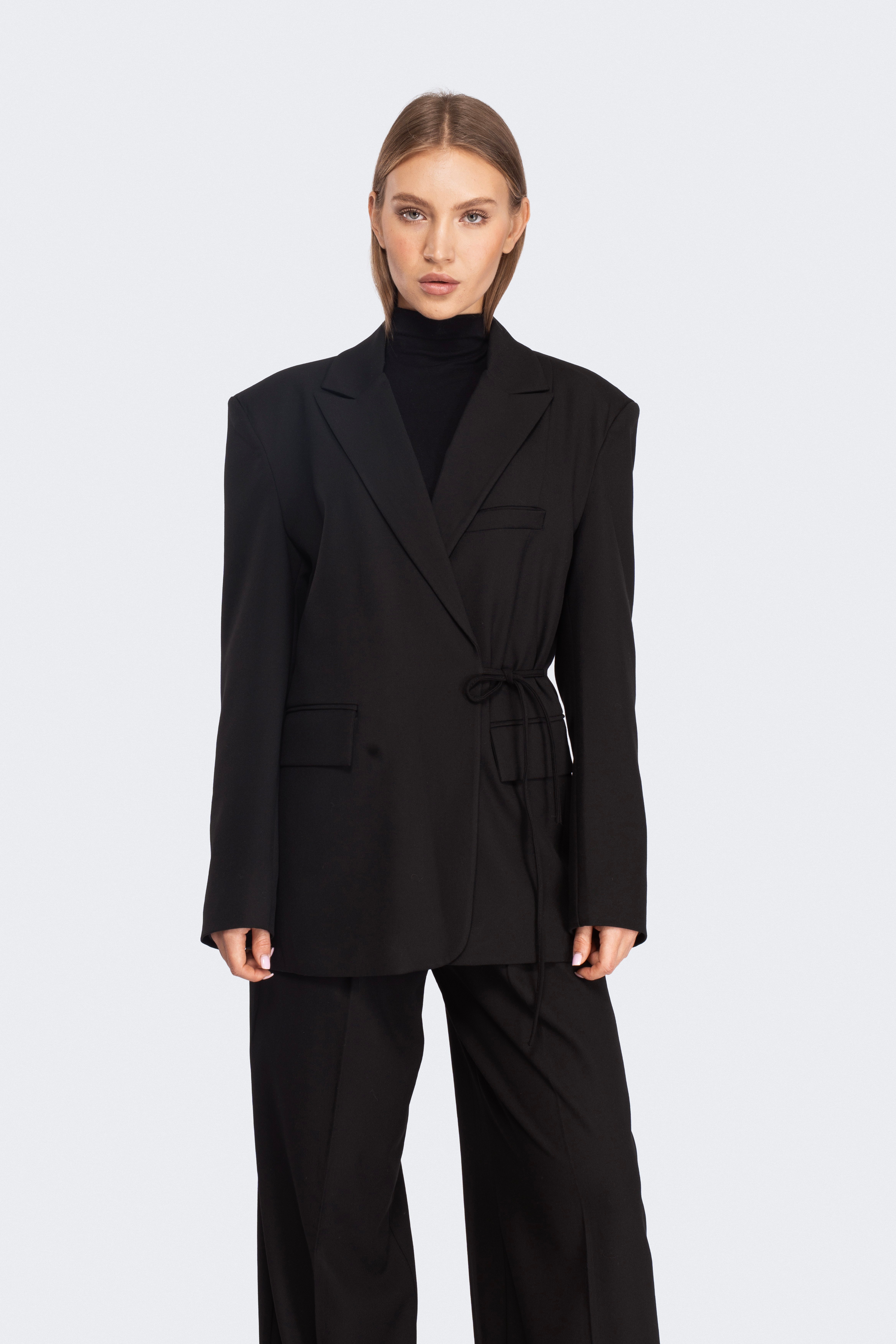 Yandan Bağlamalı Vatkalı Premium Blazer 
