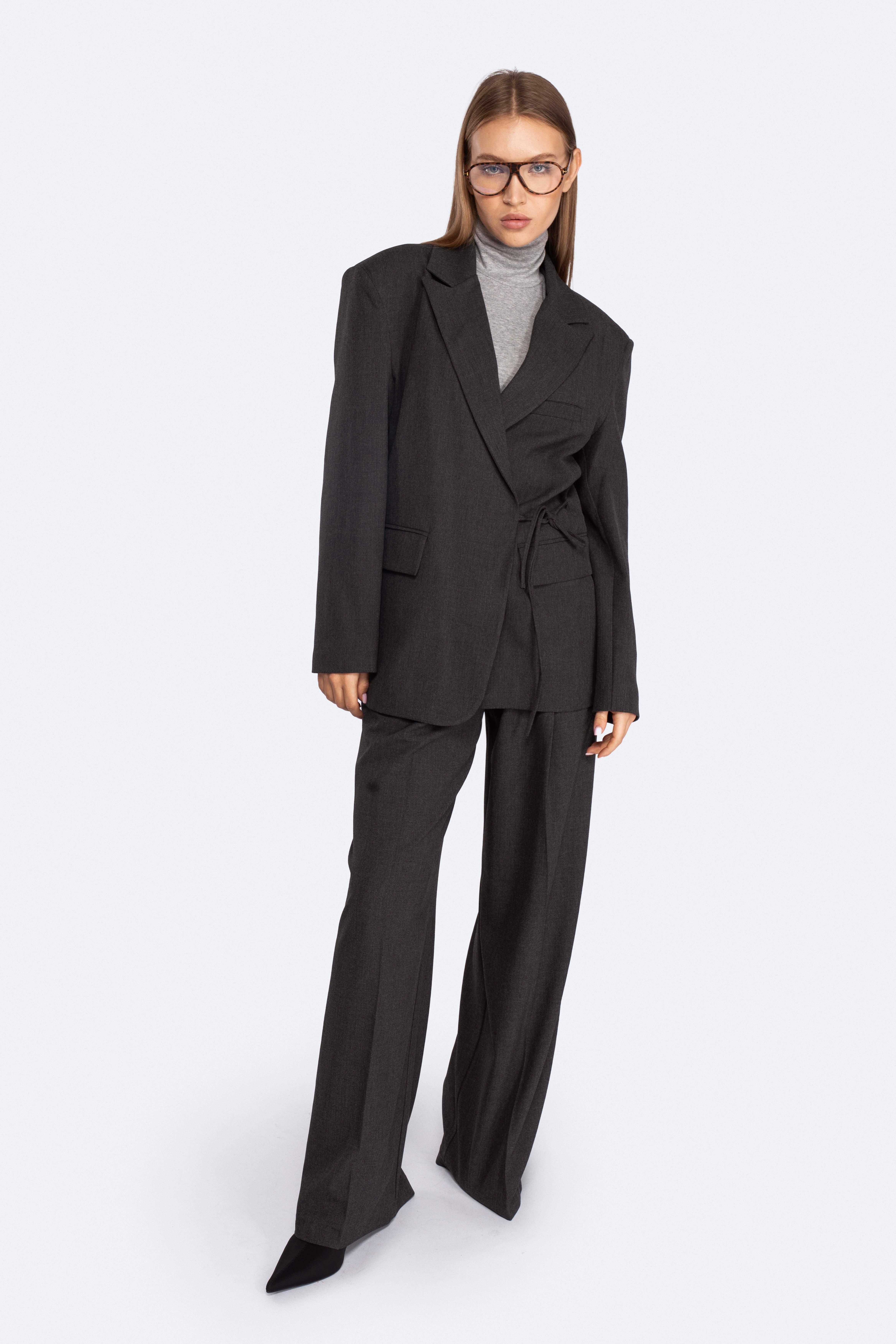 Yandan Bağlamalı Vatkalı Premium Blazer 
