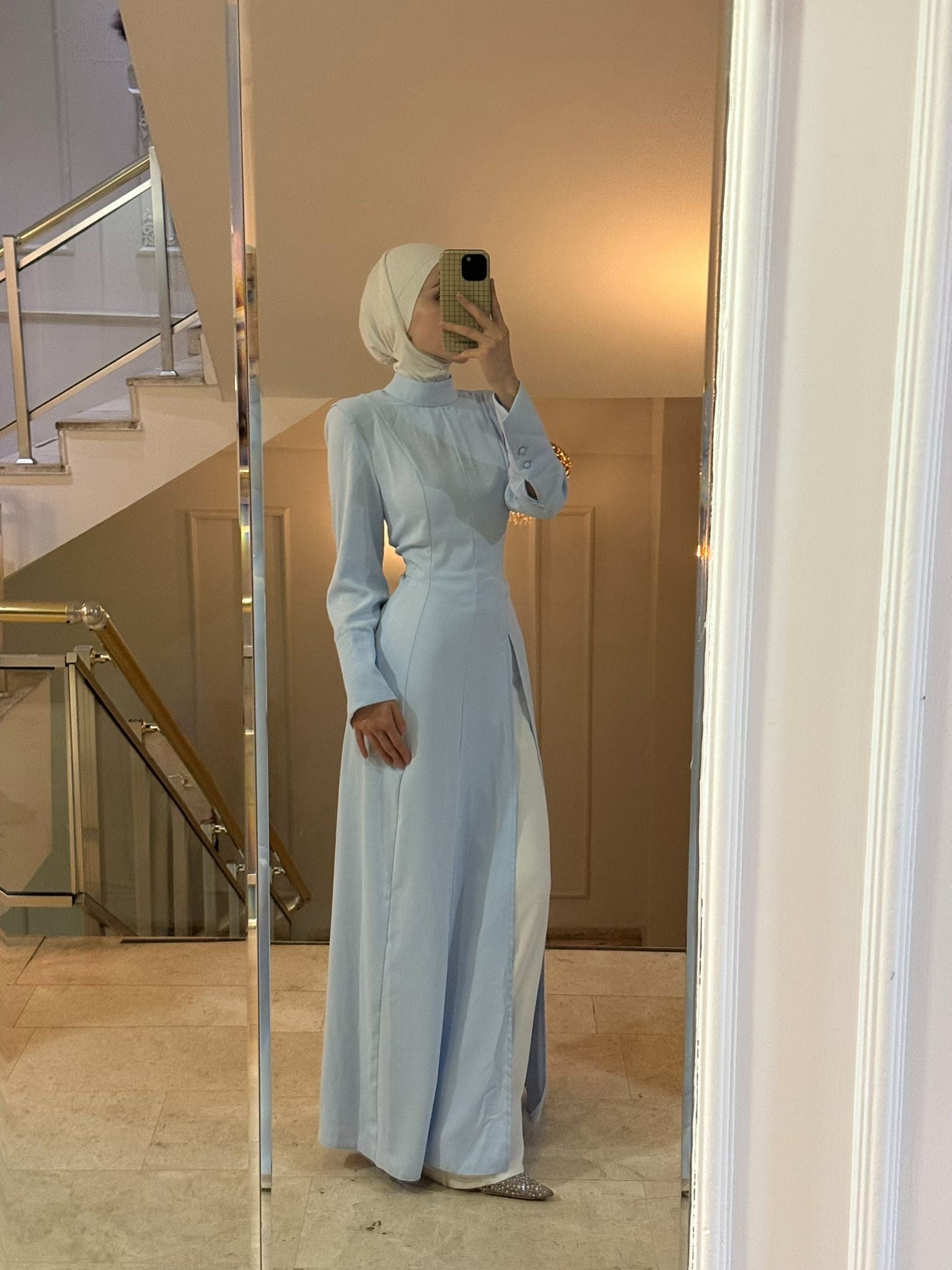 YIRTMAÇLI GÖMLEK ABAYA - BEBE MAVİSİ