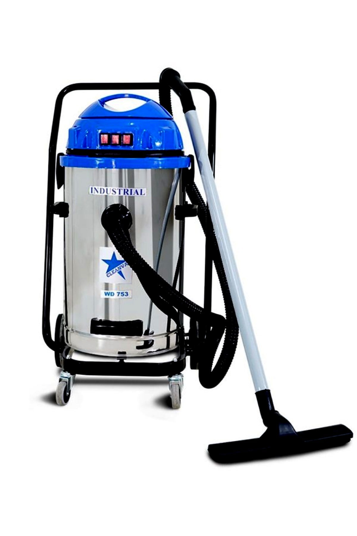 Cleanvac WD-753 3600 Watt 75LT Islak Kuru Sanayi Tipi Süpürge | Yüksek Emiş Gücü