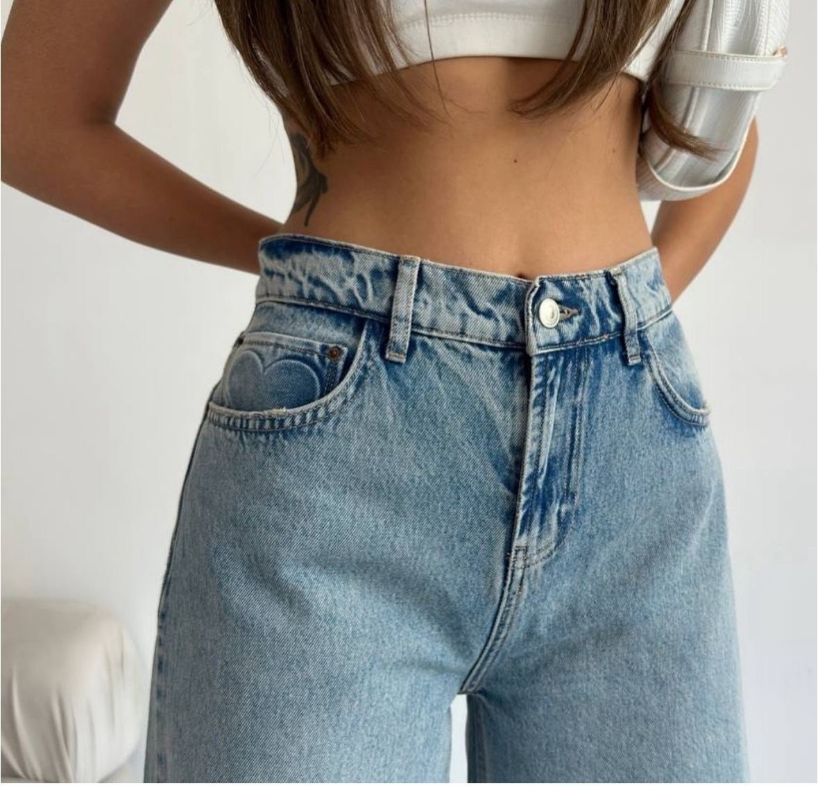 Arka Cep Kalp Denim