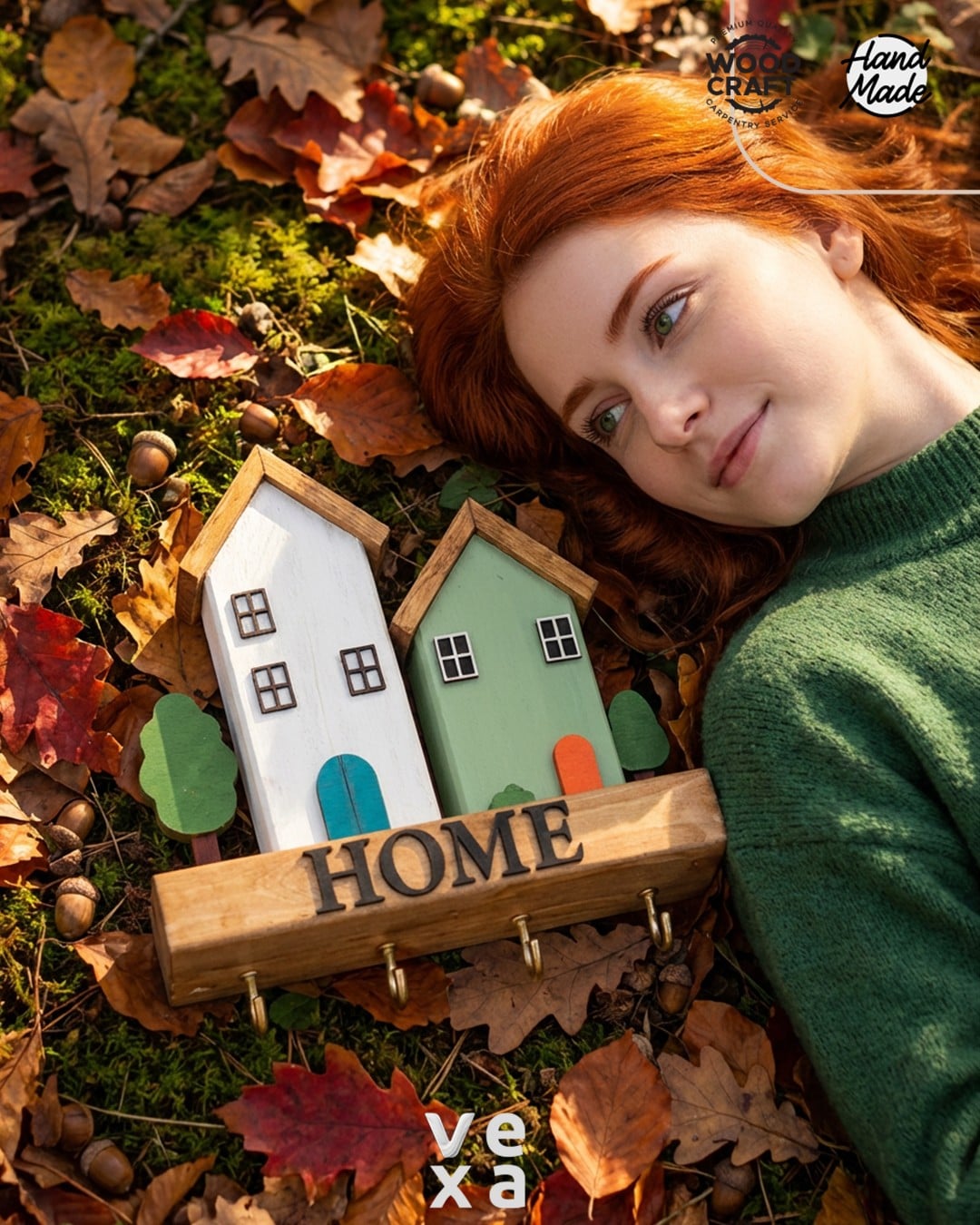 VexaDeco Home Serisi Duvar Askılı Anahtarlık Ev Hediyesi Dekoratif Anahtar Askısı 25 X 25 cm