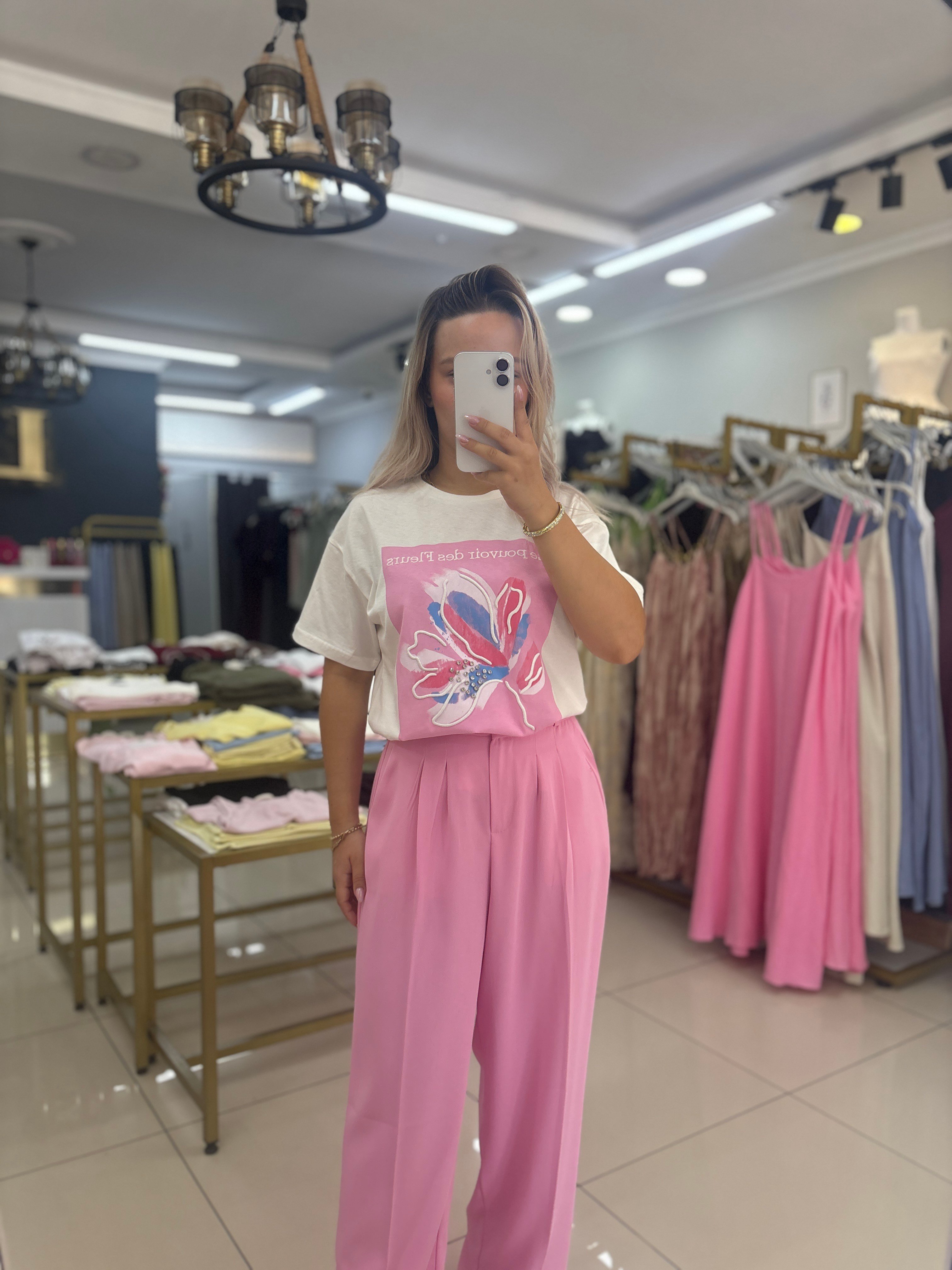 PEMBE PREMIUM SERİ GOLD DÜĞME DETAYLI PALAZZO PANTOLON