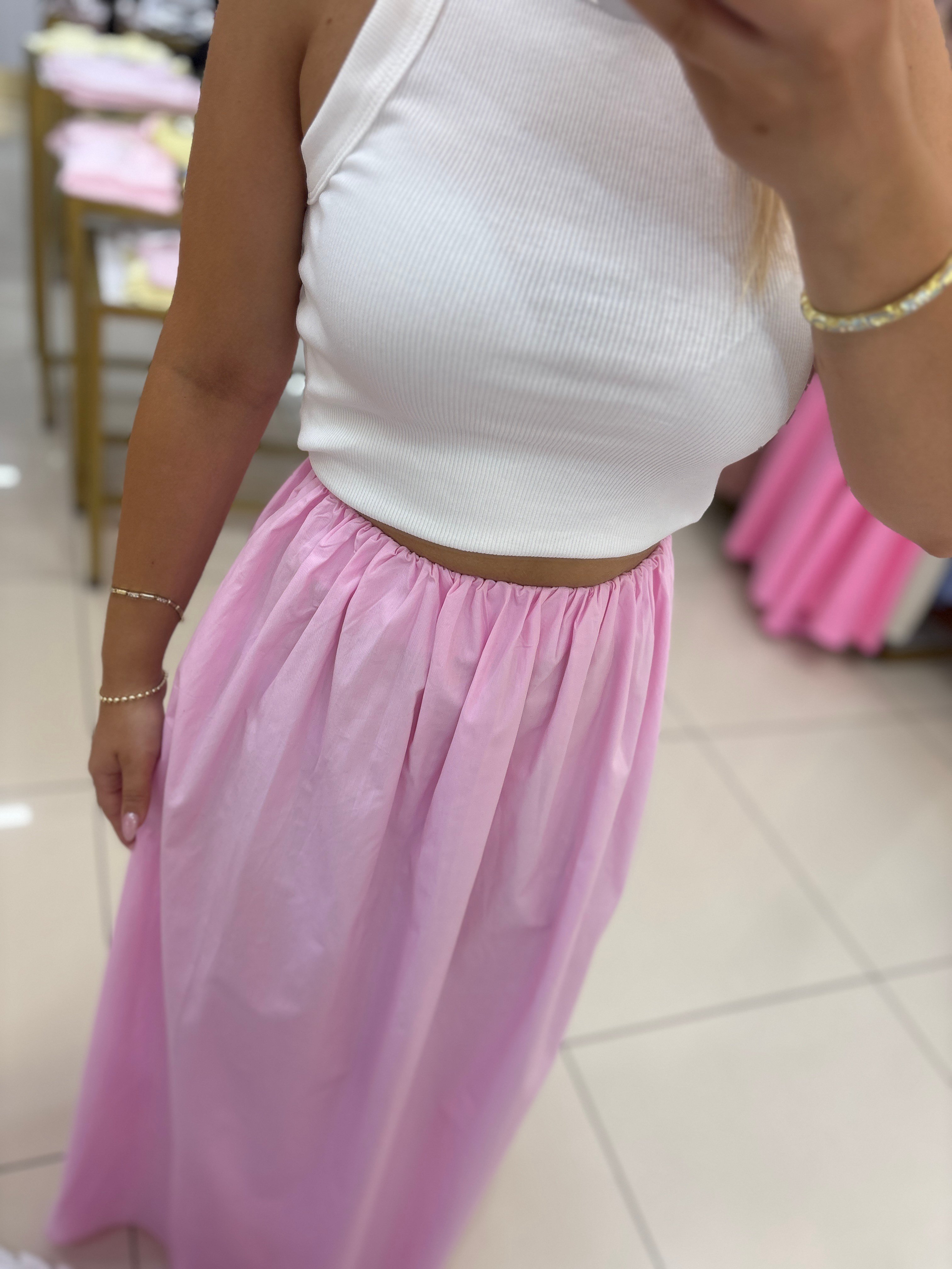 ŞEKER PEMBE POPLİN ETEK