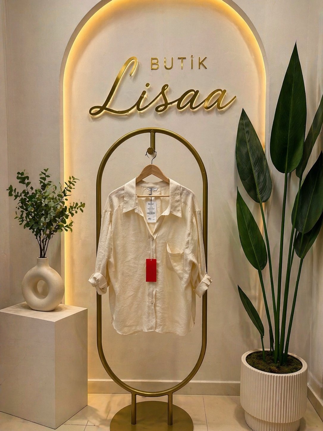 TAŞ RENGİ DÜŞÜK OMUZLU OVERSİZE GÖMLEK