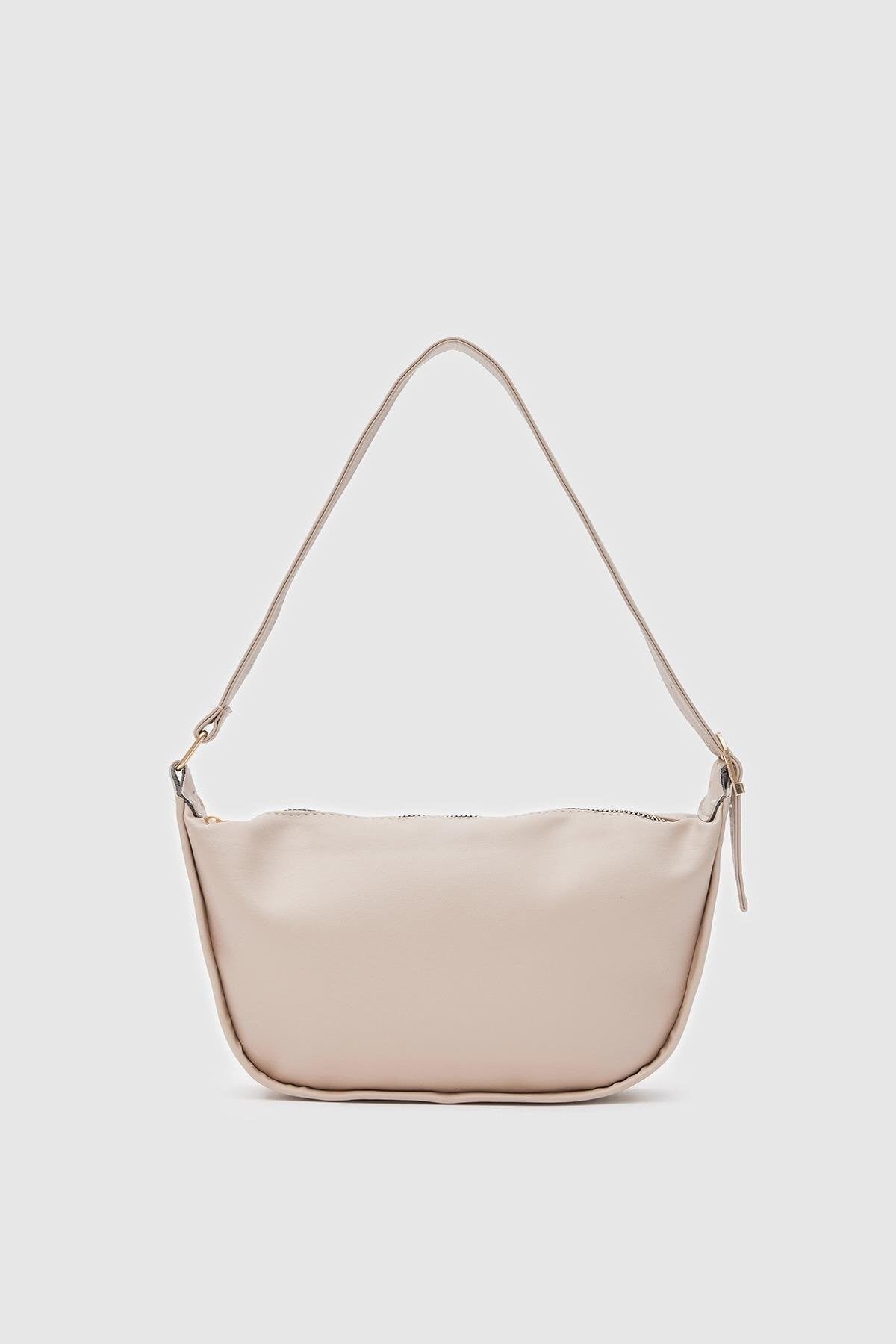 Hiba Oval Baget Bej Çanta