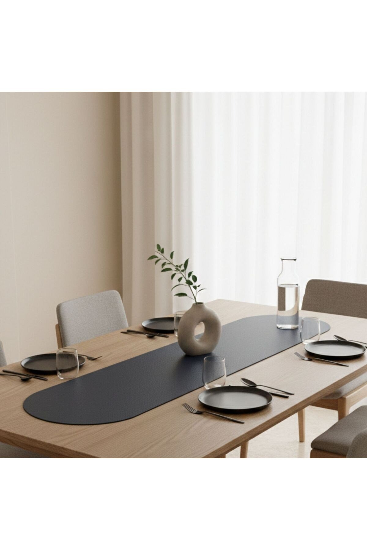 1 Adet Deri Runner-40x140 cm-Deri Masa Örtüsü
