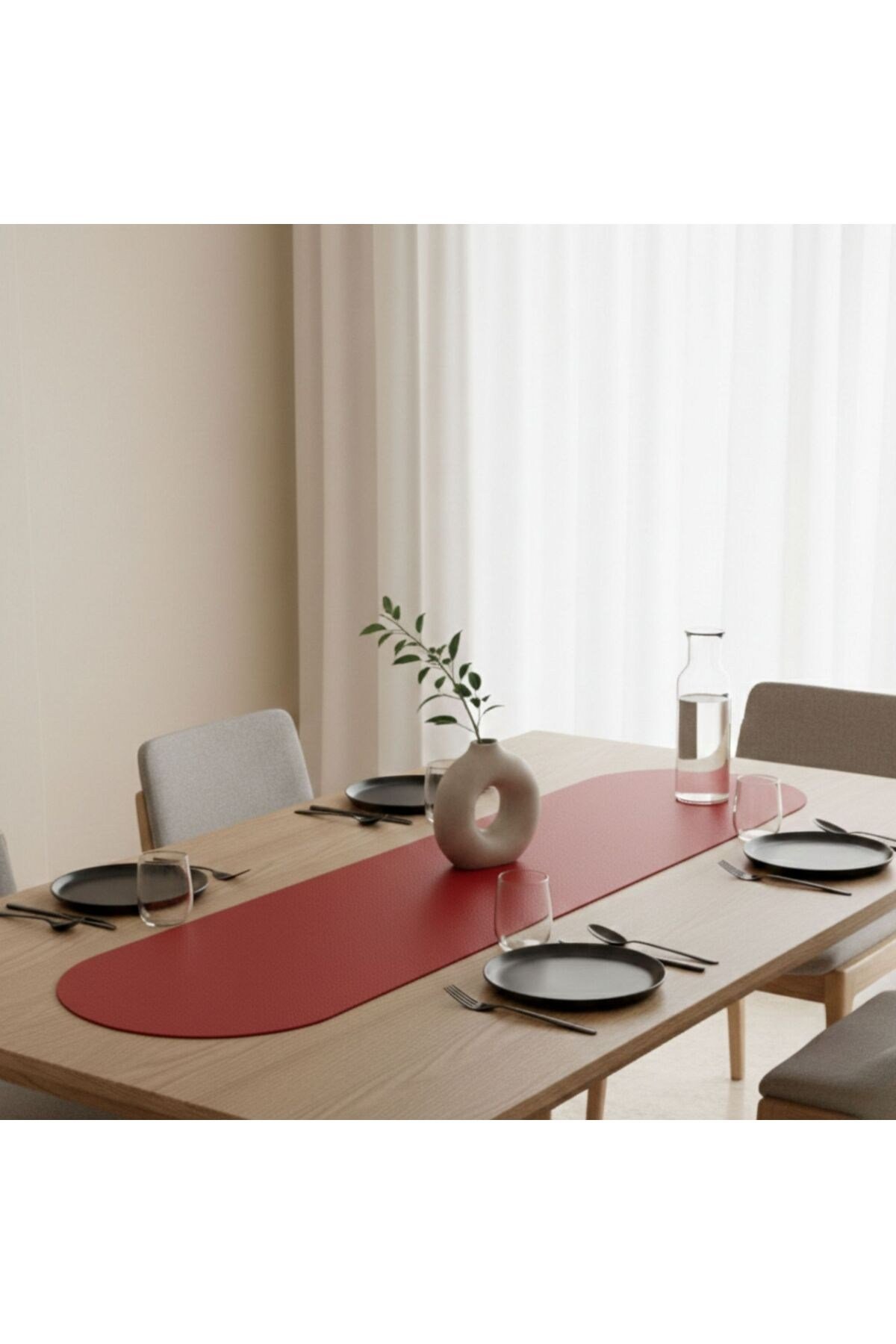1 Adet Deri Runner-40x140 cm-Deri Masa Örtüsü
