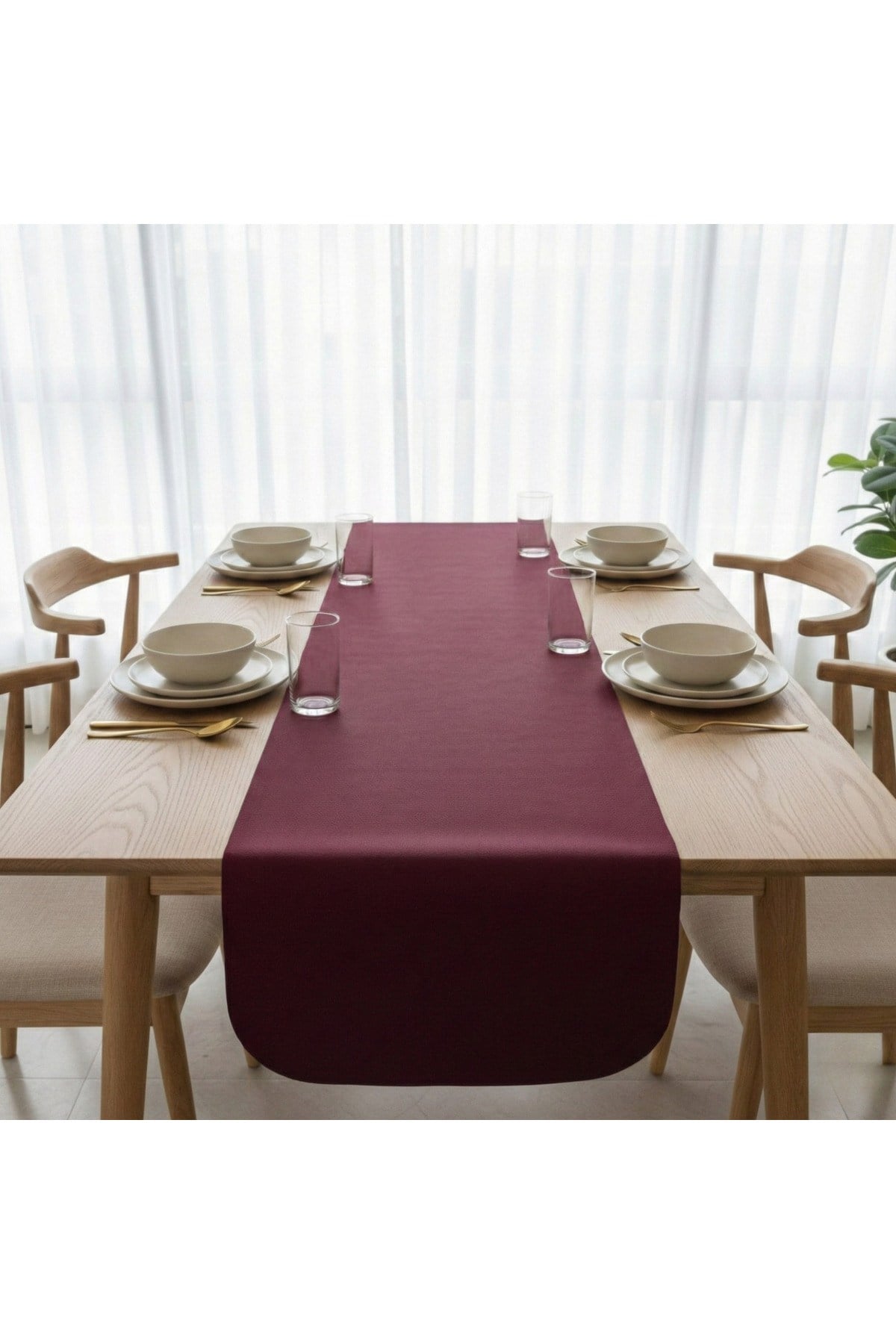 1 Adet Deri Runner Oval Kenarlı-40x140 cm