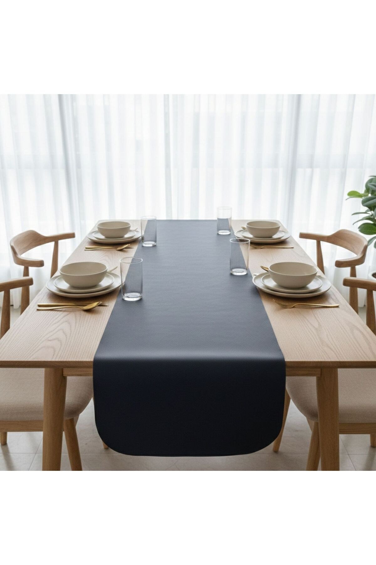 1 Adet Deri Runner Oval Kenarlı-40x140 cm