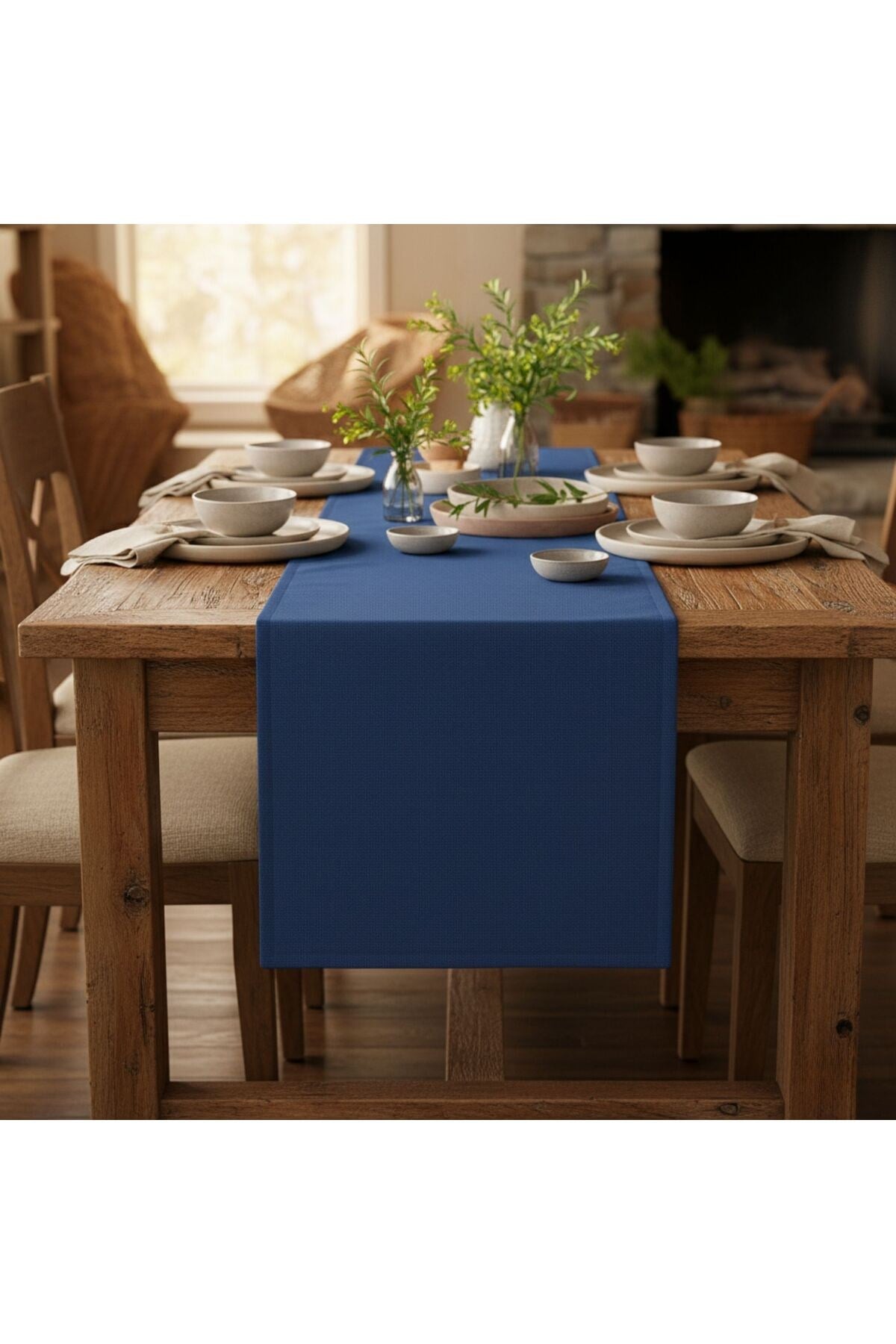1 Adet Pamuk Polyester Karışımlı Yıkanabilir Kumaş Runner 37X136 cm