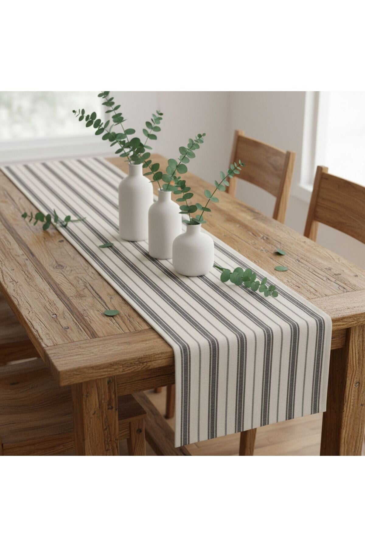 1 Adet Runner,Çizgi Desenli 100% Pamuk Runner,Yıkanabilir Runner 40x140 cm