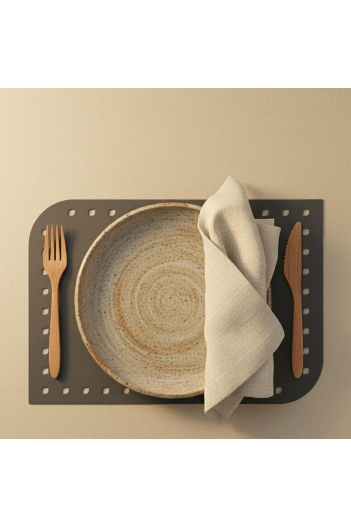 2 Adet Deri Amerikan Servis-33x44 cm Amerikan Servis-Delikli Supla