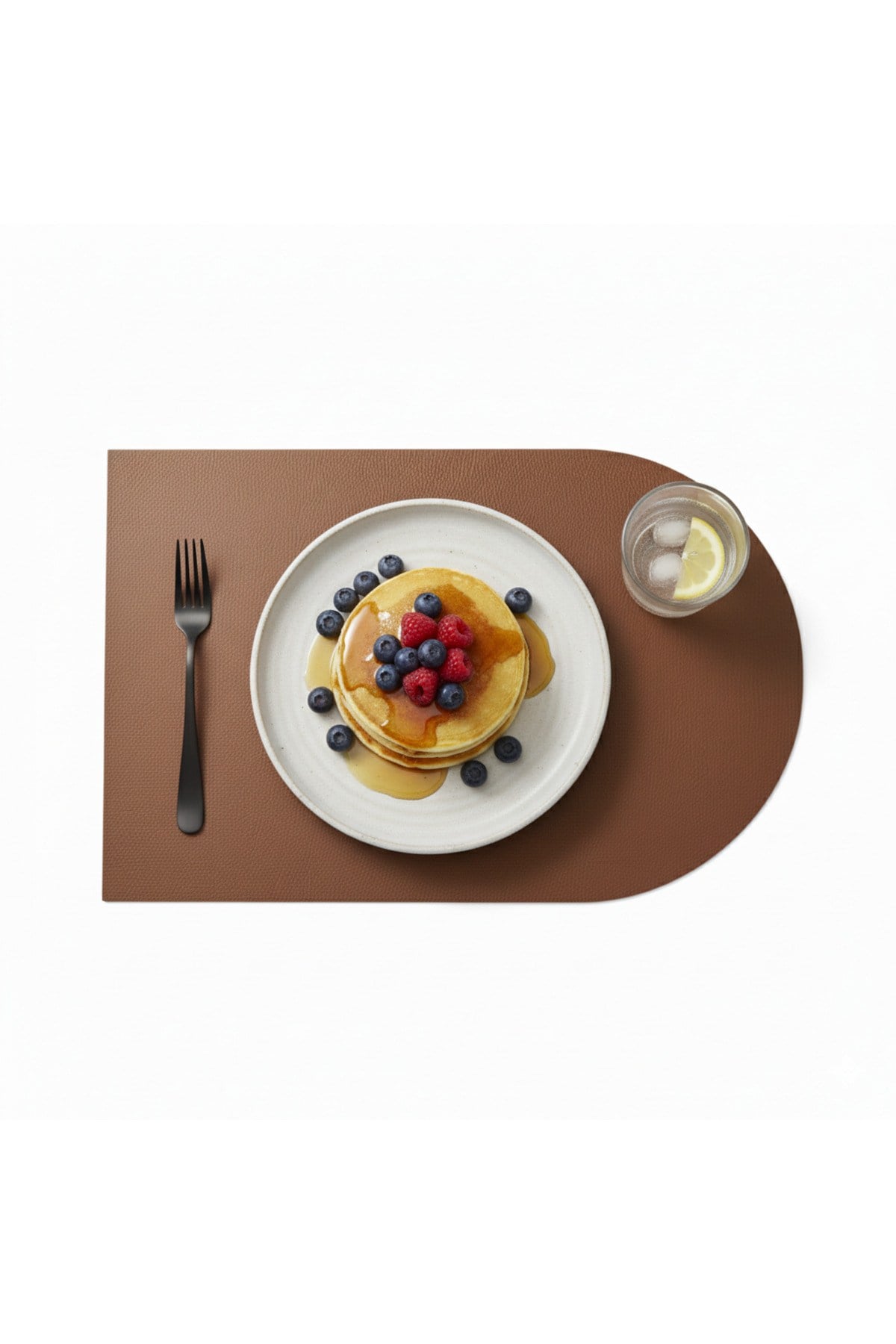 2 Adet Deri Kahverengi Amerikan Servis Supla 30x44 cm-Kolay Silinebilir Supla-Yarım Oval