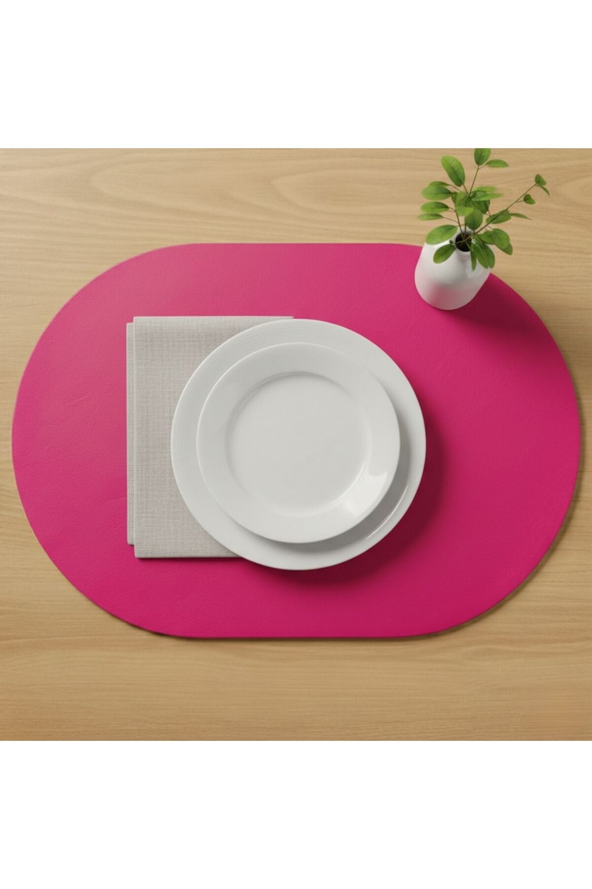 2 Adet Deri Tam Oval Amerikan Servis Supla 33x44 cm-Kolay Silinebilir Supla