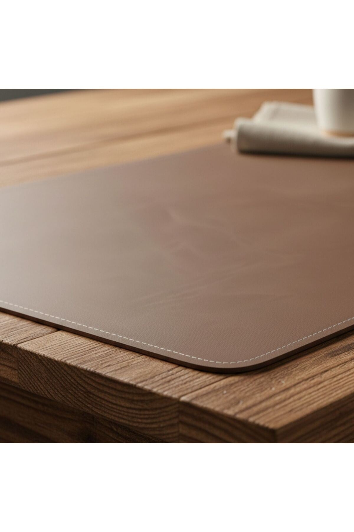 2 Adet Deri Vizon Çift Taraflı Kenar Dikişli Amerikan Servis 33x44 cm-Kolay Silinebilir Supla