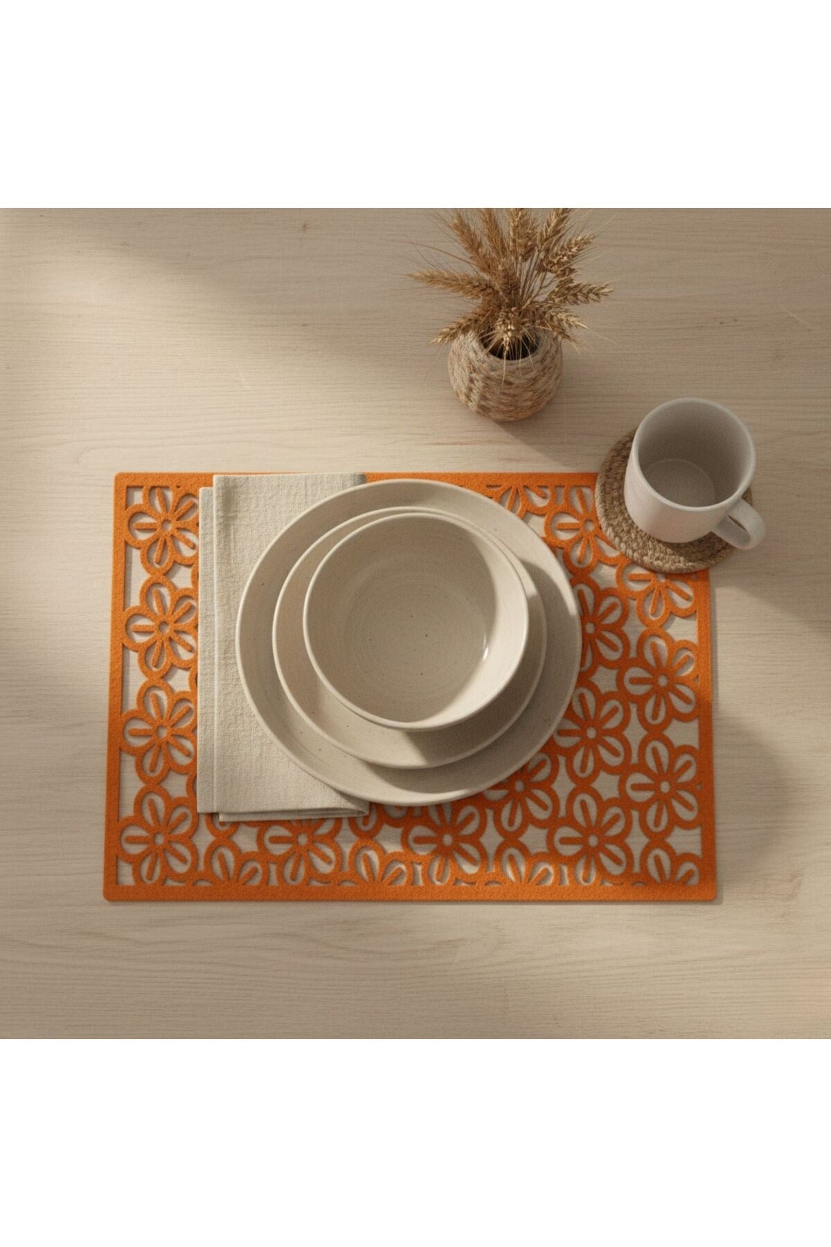 2 Adet Keçe Amerikan Servis Dikdörtgen Supla 33X44 cm