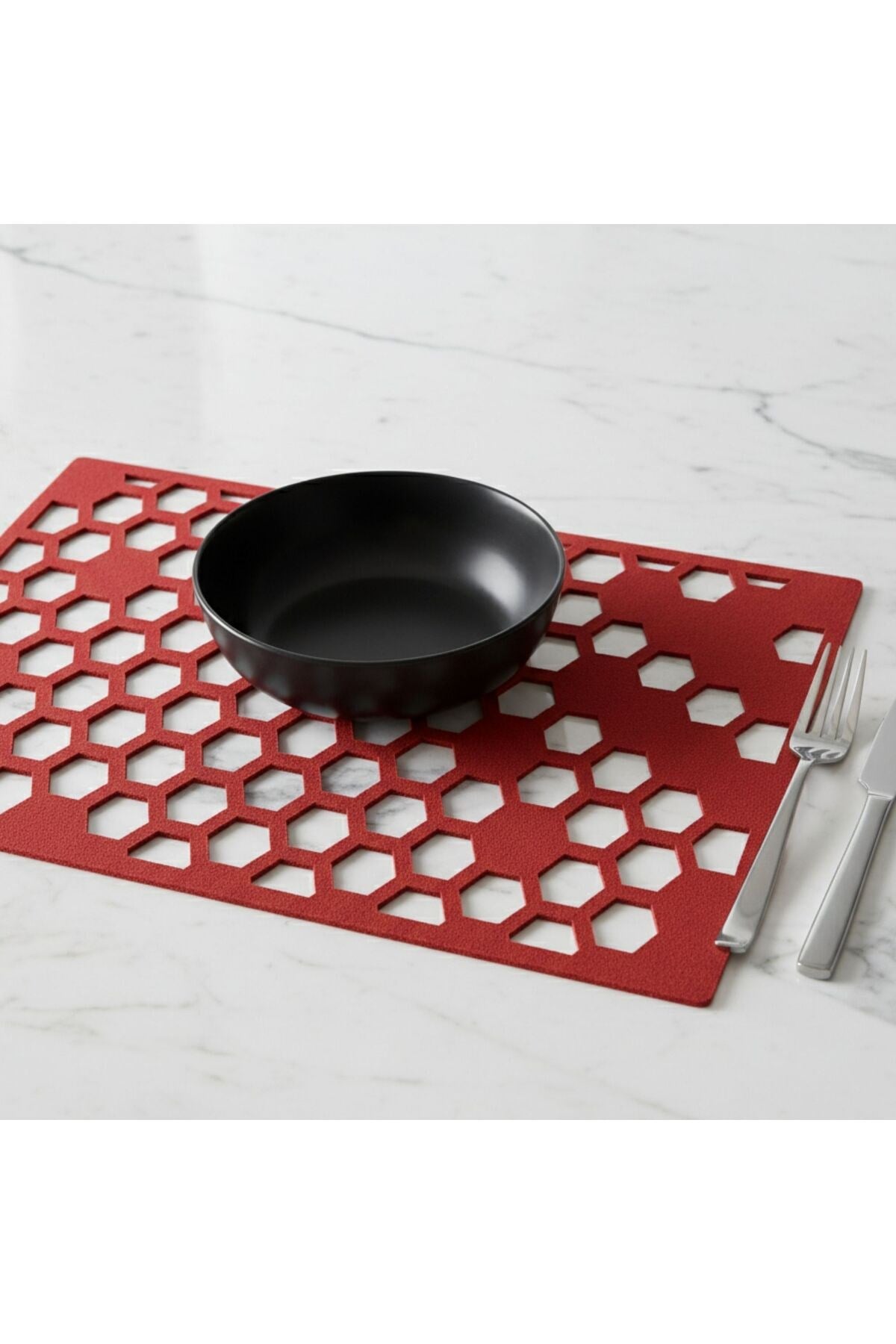 2 Adet Keçe Amerikan Servis Dikdörtgen Supla 33X44 cm-Bal Peteği Desenli Supla