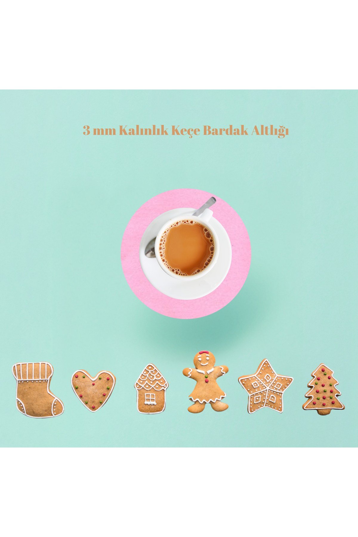 4 adet Pembe Keçe Bardak Altlığı 10 cm Çap