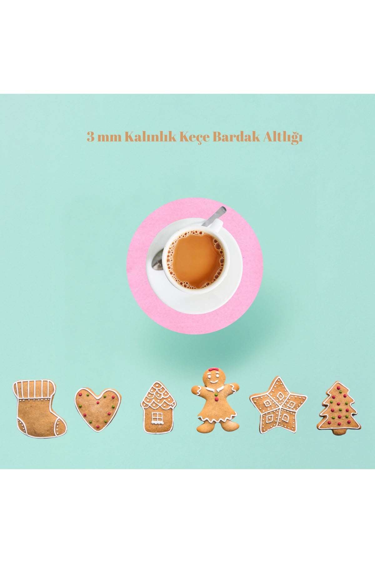 4 adet Pembe Keçe Bardak Altlığı 15 cm Çap