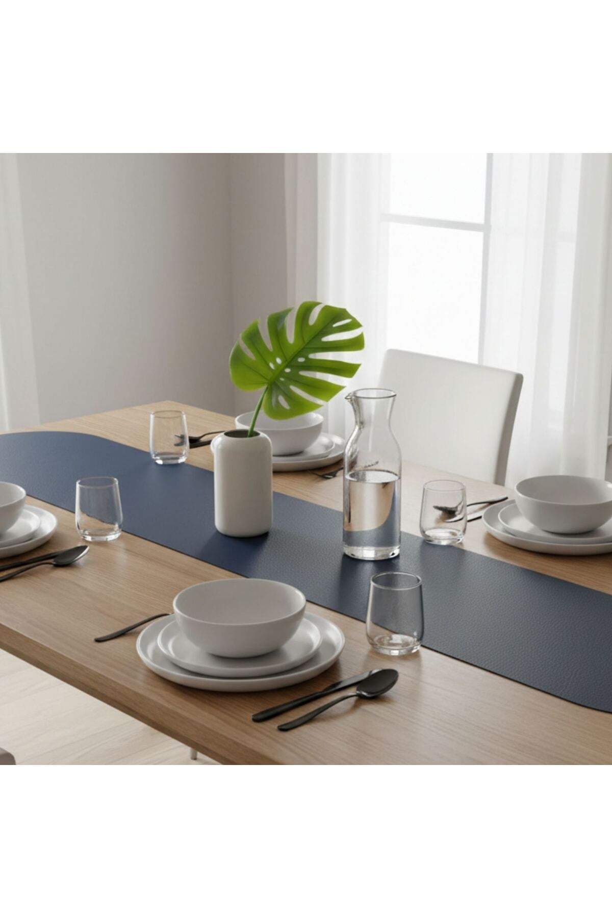 4+1 Adet Deri Amerikan Servis+Runner Set (4 Amerikan Servis -1 Runner )
