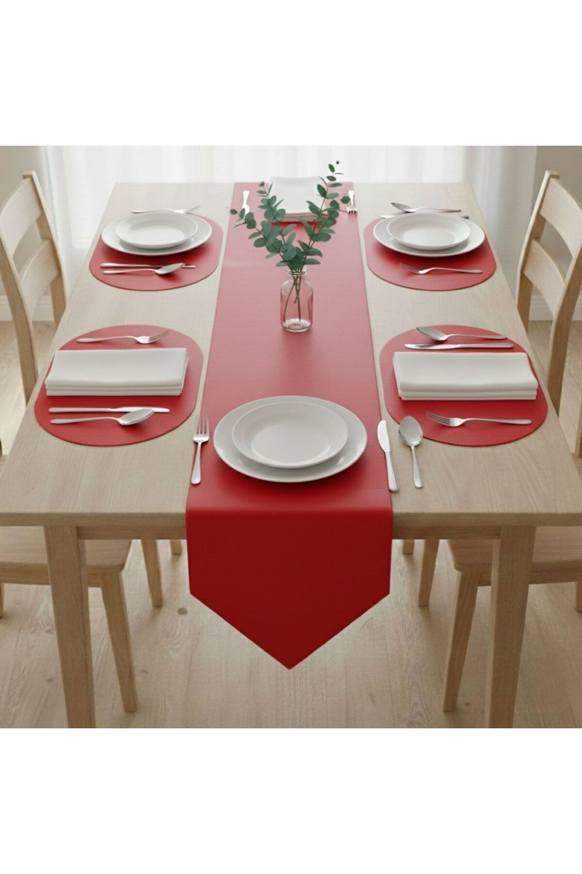 4+1 Adet Deri Amerikan Servis+Runner Set (4 Amerikan Servis -1 Runner )