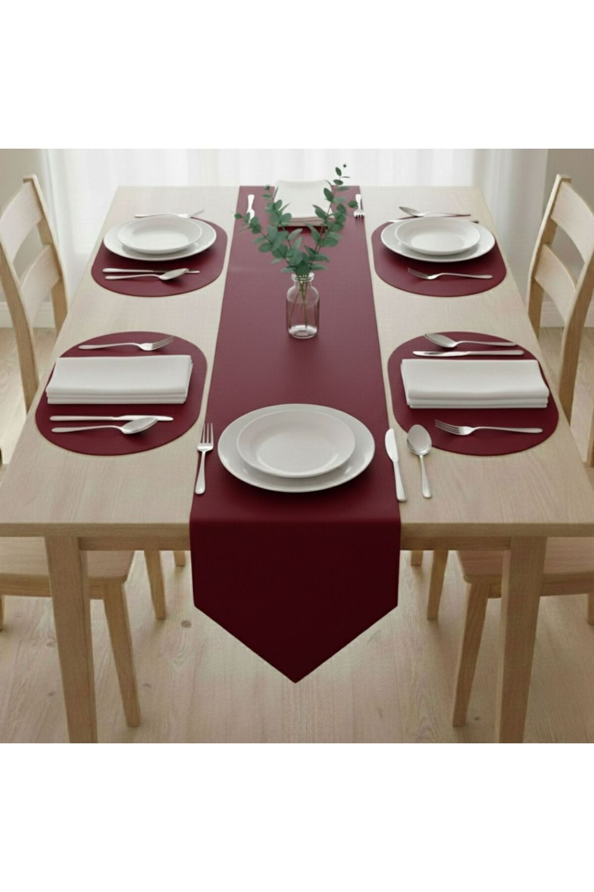 4+1 Adet Deri Amerikan Servis+Runner Set (4 Amerikan Servis -1 Runner )