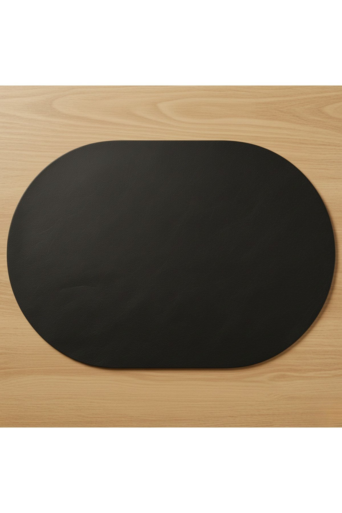 6 Kişilik 12 Parça Siyah Tam Oval Deri Amerikan Servis Supla 33x44 cm-Kolay Silinir Supla