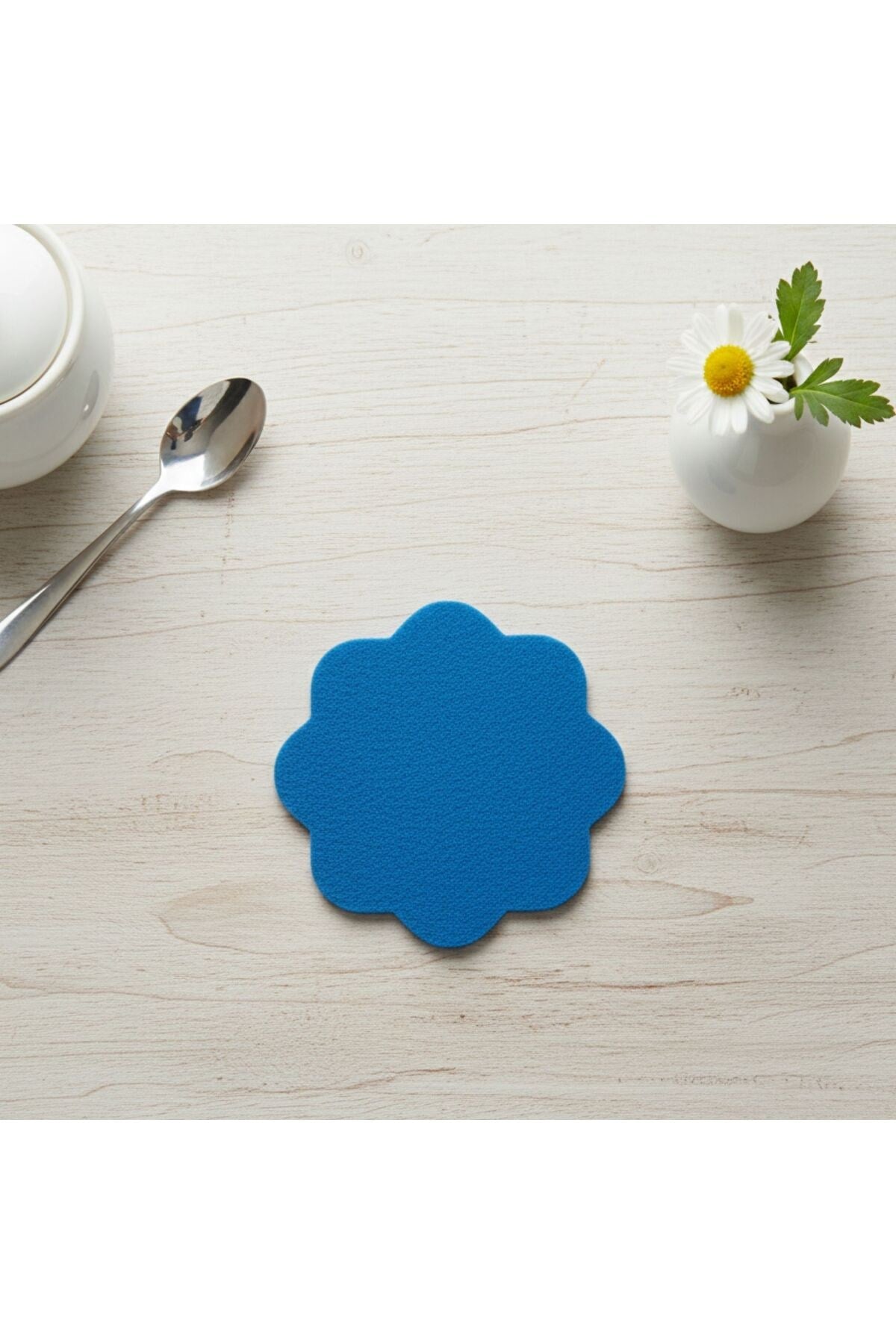 Keçe Bardak Altlığı 4lü Set Mavi Yuvarlak 10x10 cm