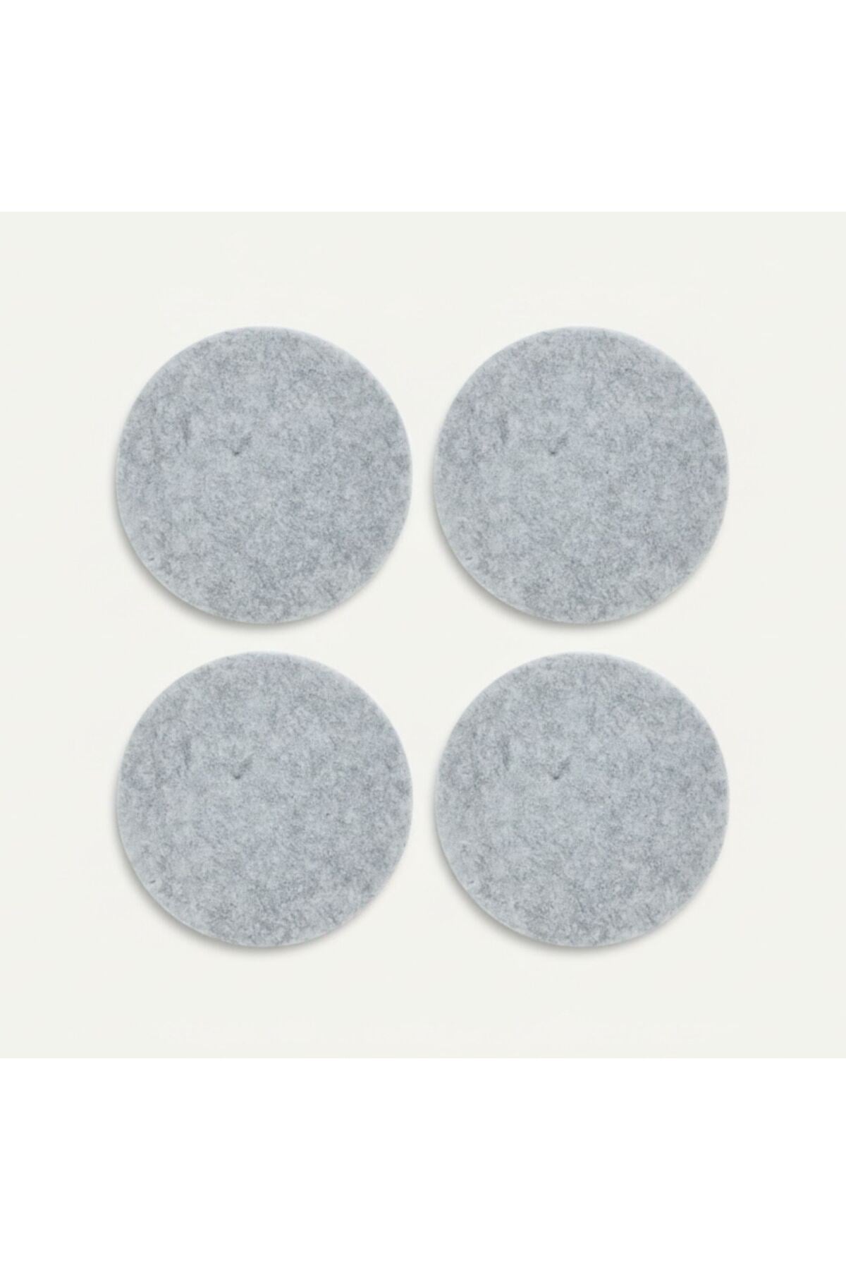 Keçe Bardak Altlığı 4lü Set Yuvarlak Kirli Beyaz 10 cm Çap
