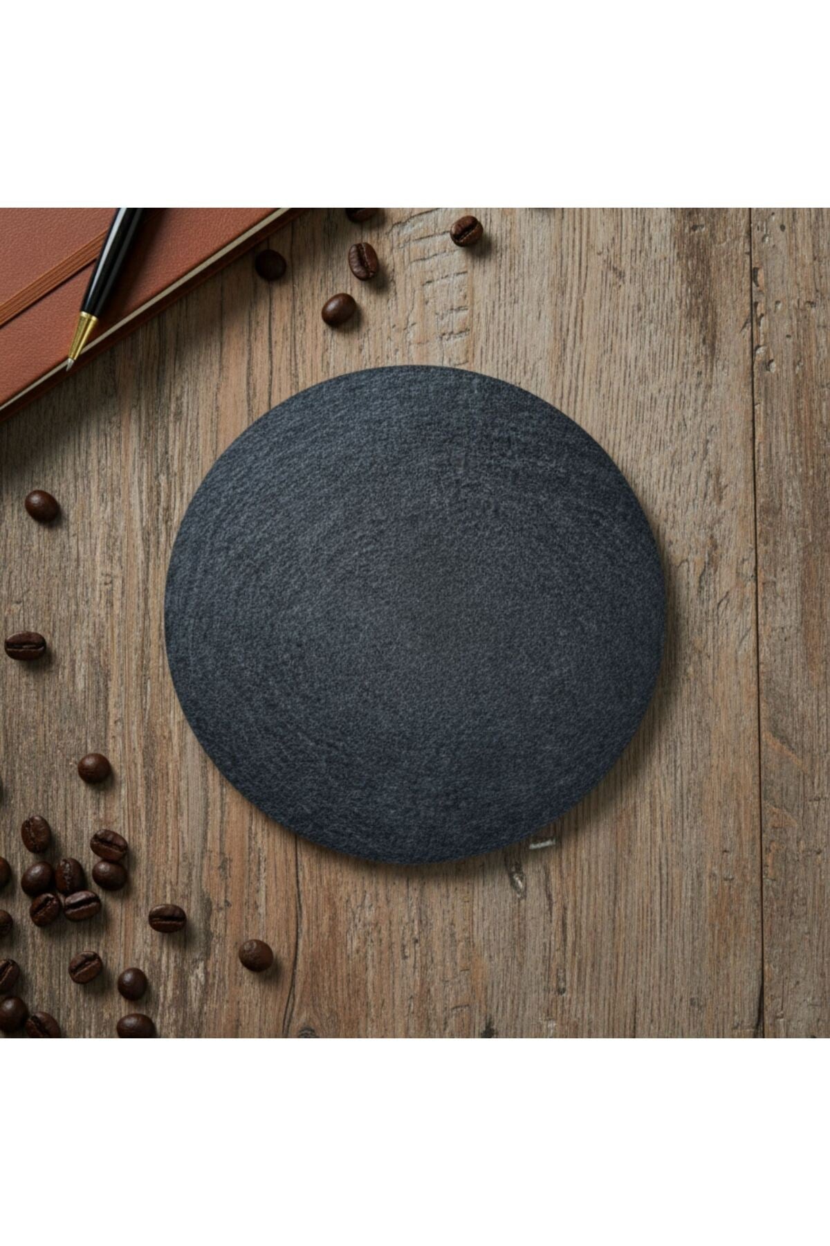Keçe Bardak Altlığı 4lü Set Yuvarlak Siyah 15 cm Çap