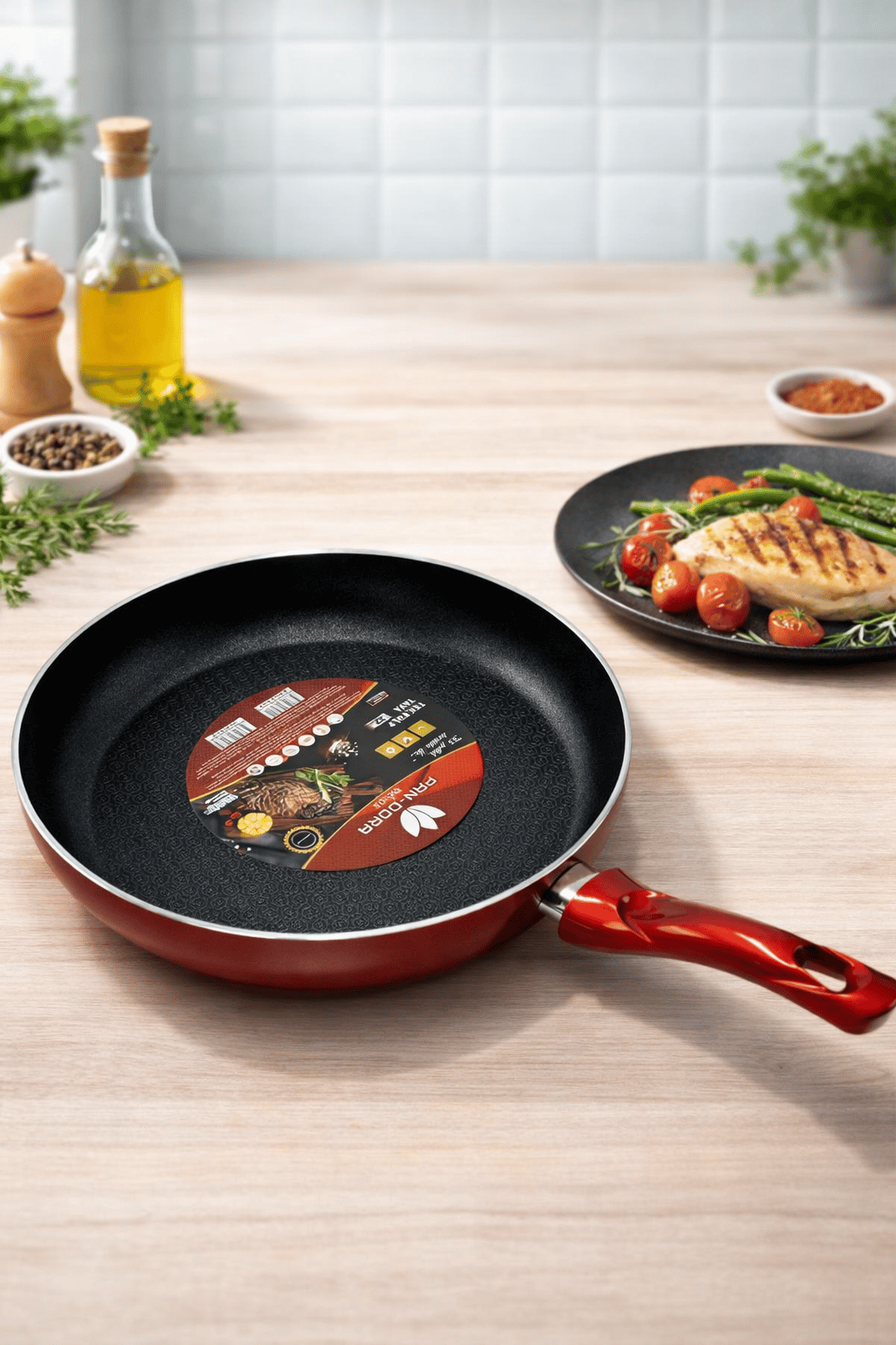 32 CM Petekli Taban Yapışmaz Teflon Tava – Kızartma ve Sote Tavası – Çizilmeye Dayanıklı Petek Desenli Günlük Kullanım