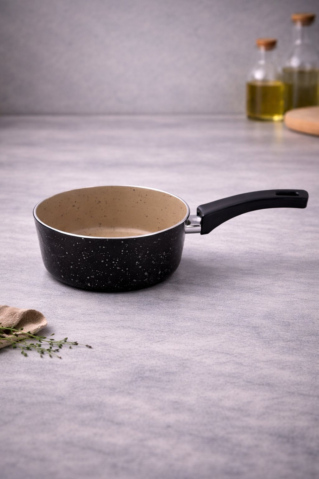 Palmiyra 18 CM Bej Gri Kaçerola Sütlük Sos Tavası – 8 CM Derinlik, Yumurta Haşlama & Sos Tavası