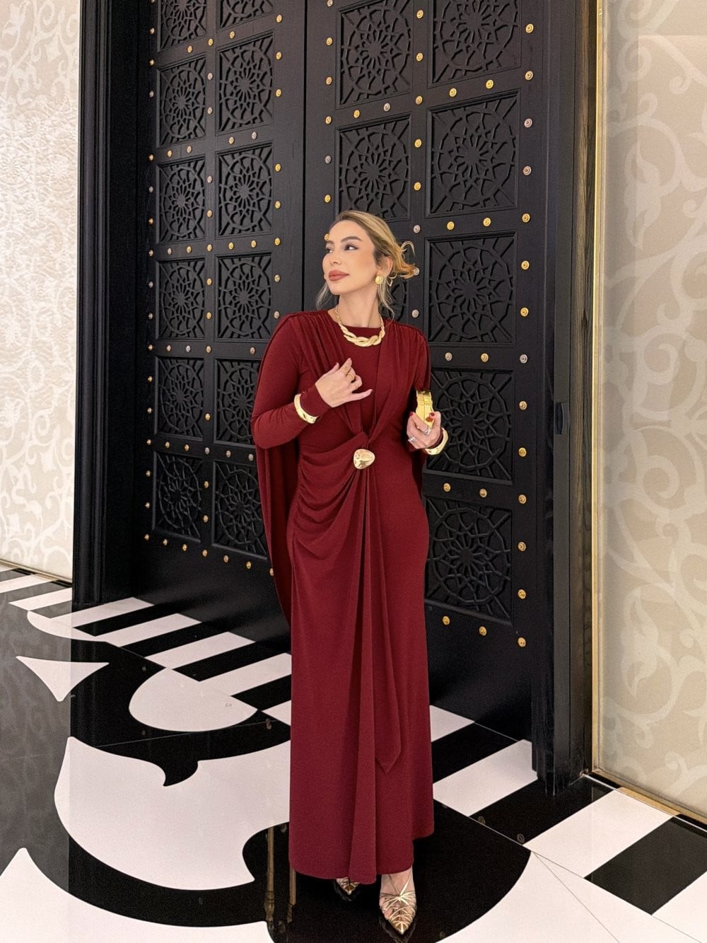 Asena Elbise Bordo