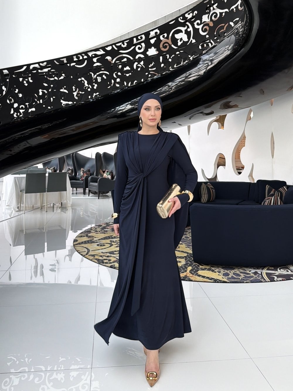 Asena Elbise Lacivert