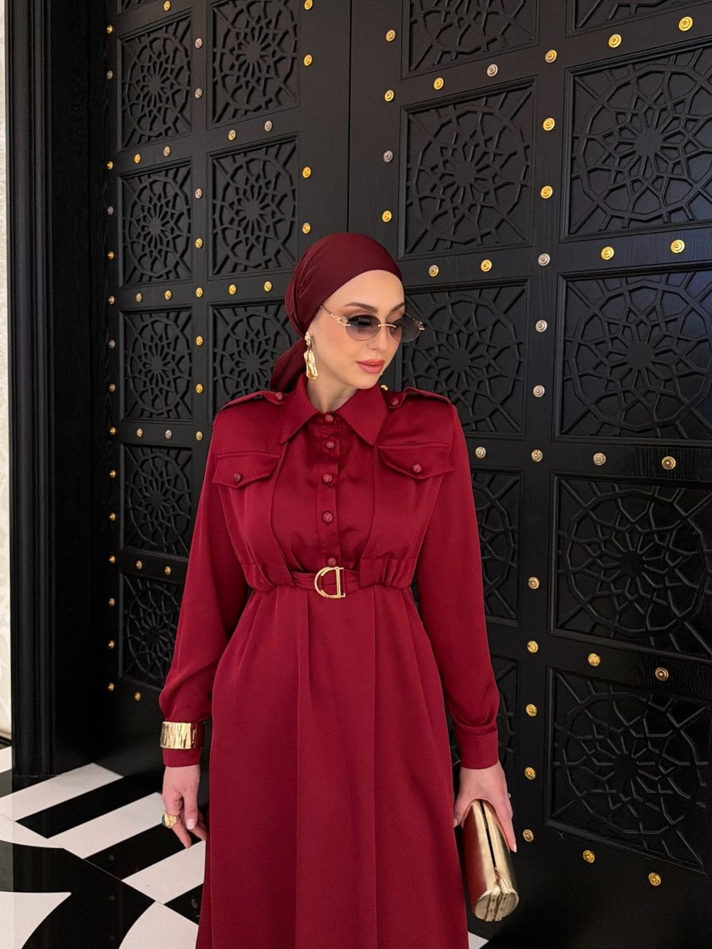 Ülkü Elbise Saks Bordo