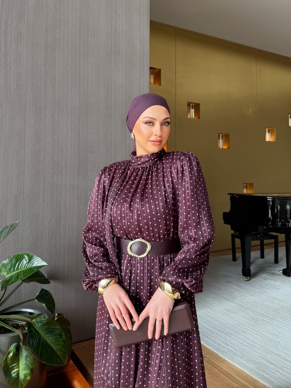 Yaprak Elbise Mürdüm