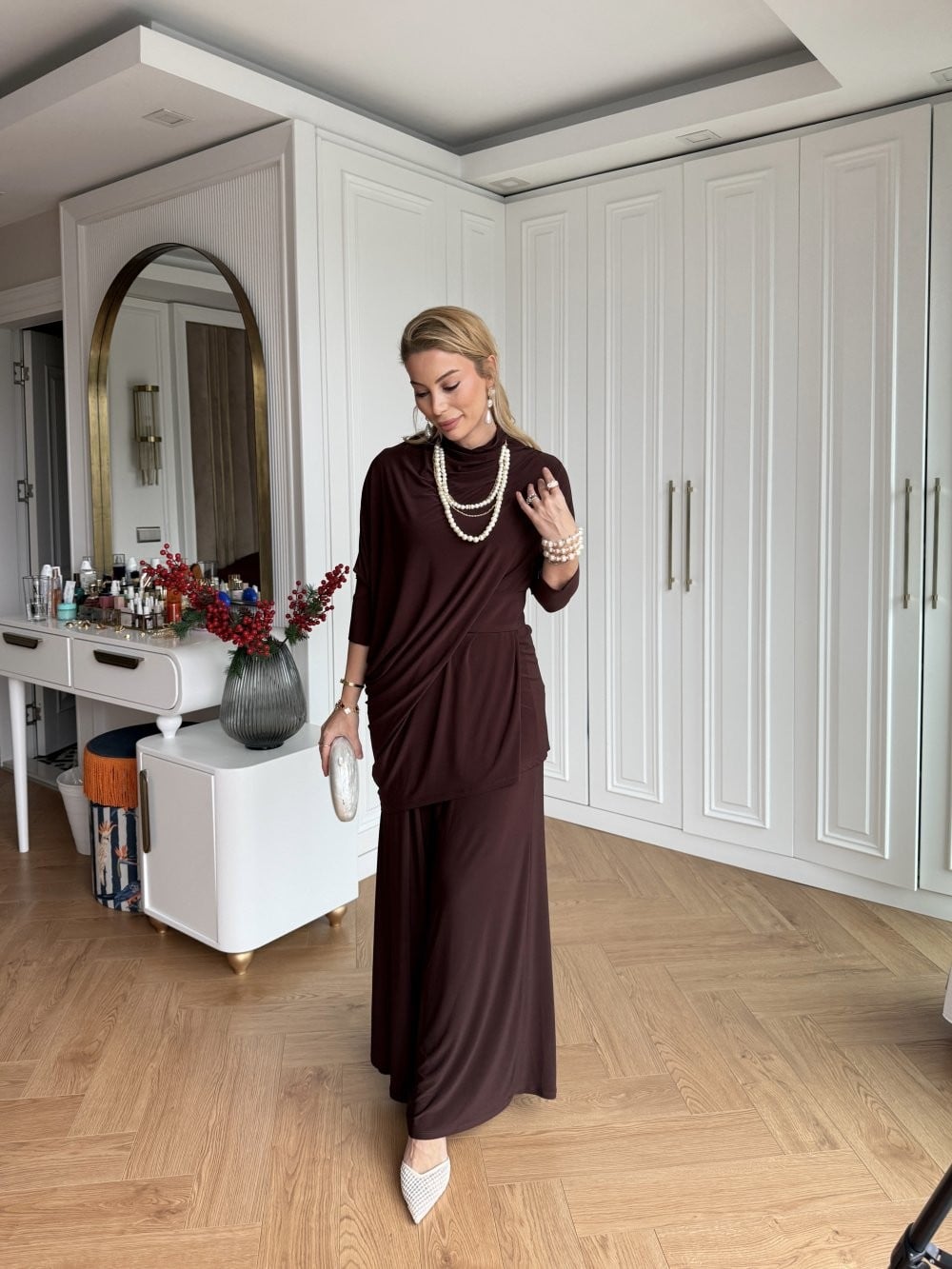 Yonca Pantolon Takım Acı Kahve