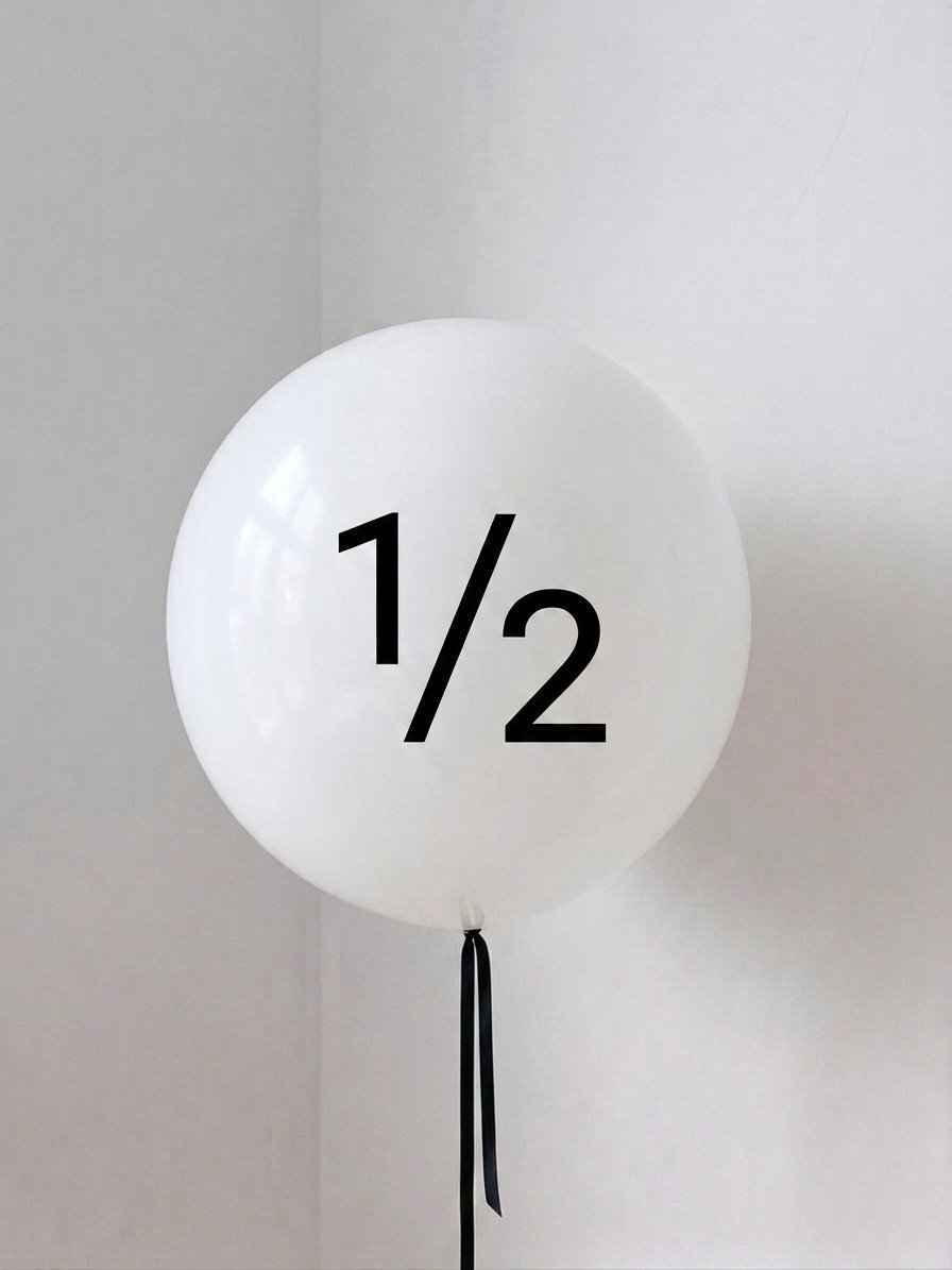 1 ADET 1/2 YAZLI BEYAZ BALON