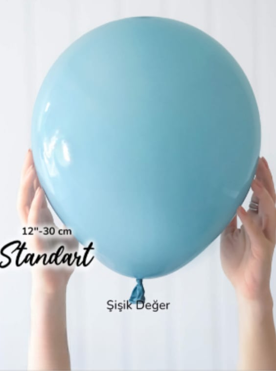 12 İnç Retro Mavi Cam Balon (10 Adet)