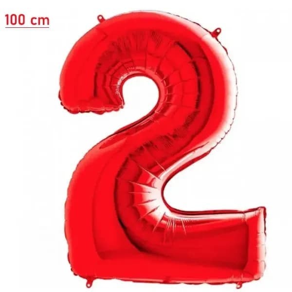 2 Yaş Kırmızı Rakam Folyo Balon