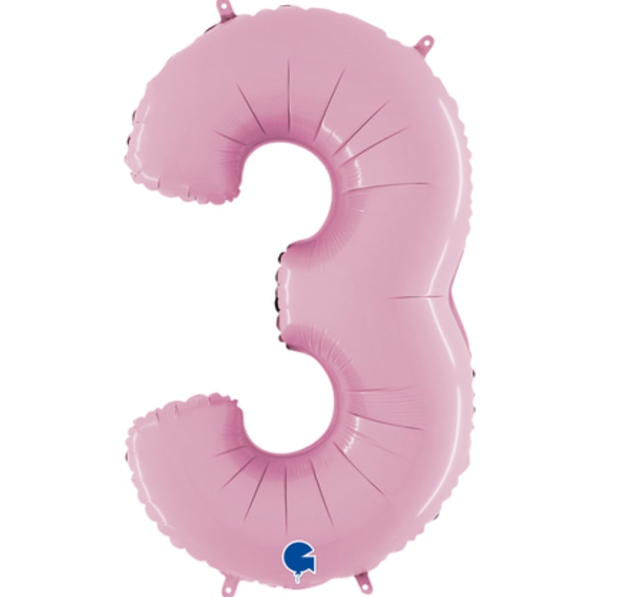 3 Pembe Saten Rakam Folyo Balon