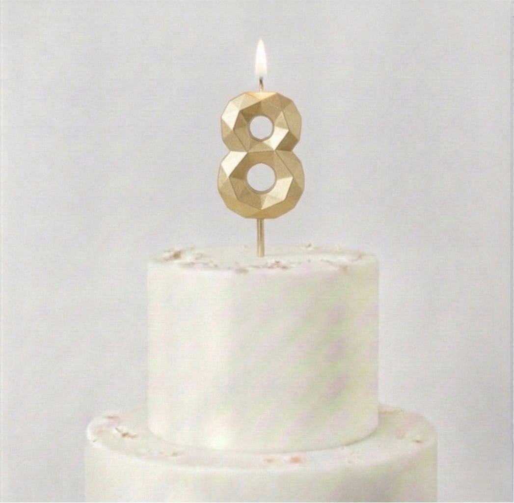 3d 8 Yaş Gold Rakam Mum