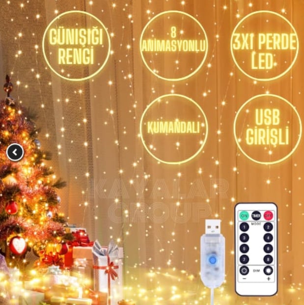 3X1 Günışığı Perde Led 8 Animasyonlu 